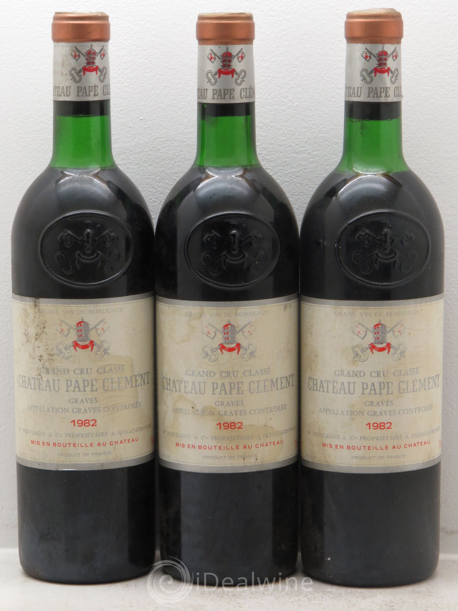 Château Pape Clément Cru Classé de Graves 1982 - Lot de 3 bouteilles - 0