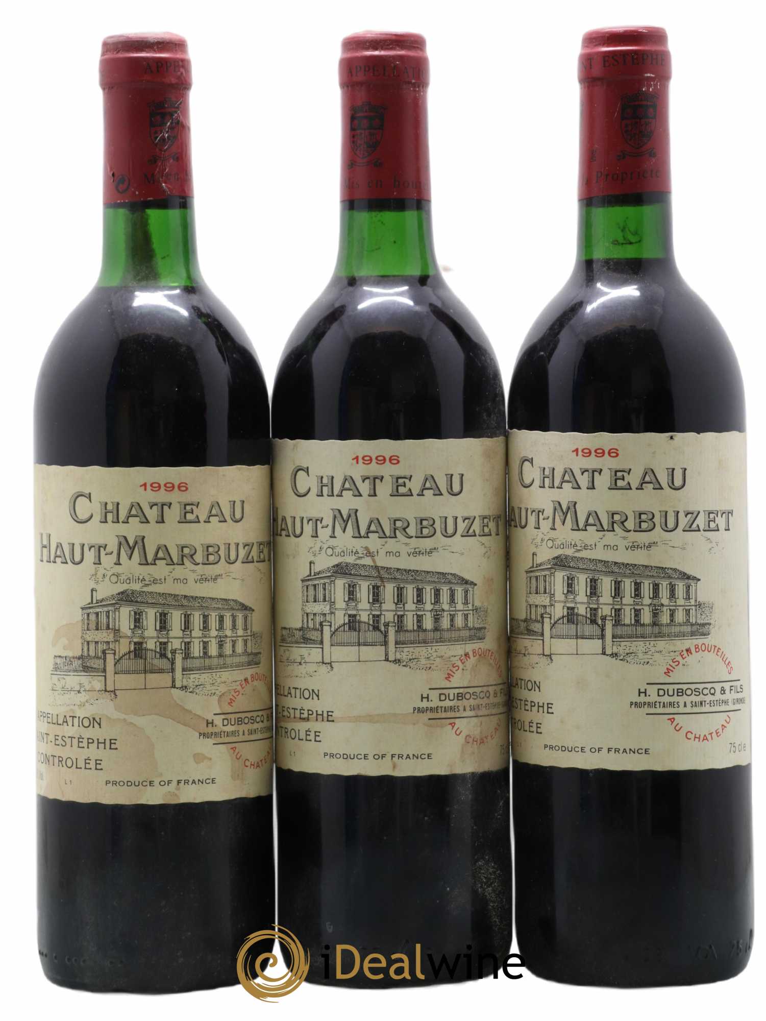 Château Haut Marbuzet 1996 - Lot de 3 bouteilles - 0