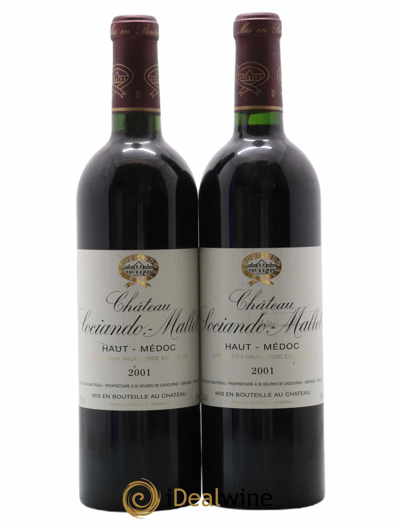 Château Sociando Mallet 2001 - Lot de 2 bouteilles - 0