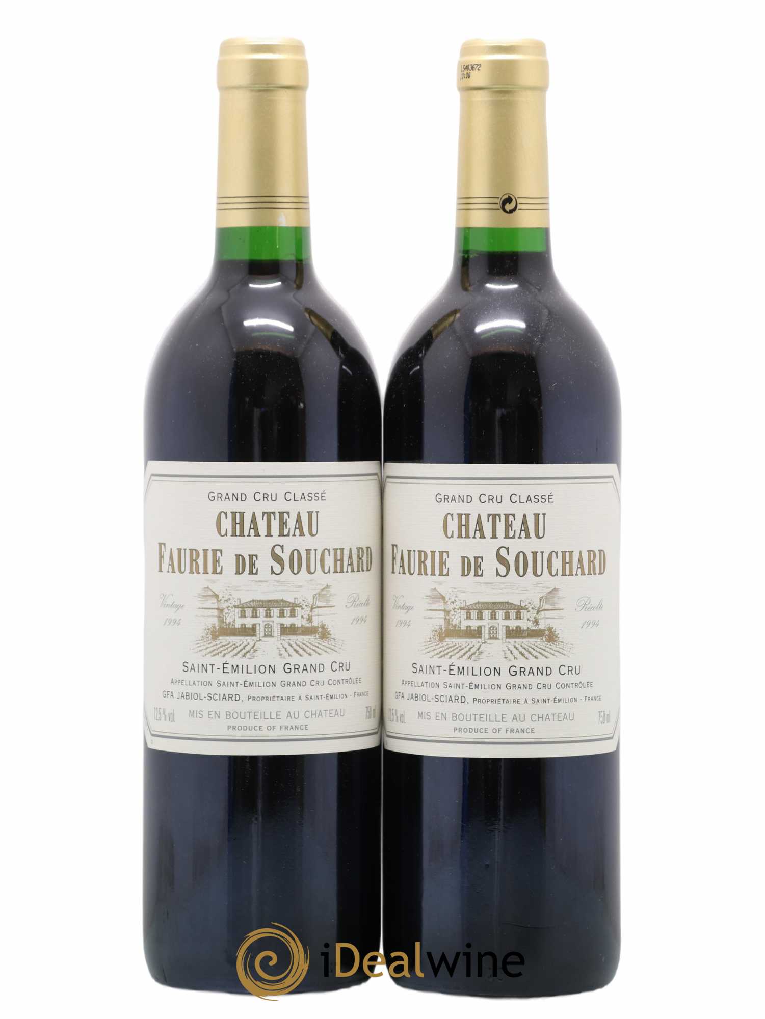 Château Faurie de Souchard Grand Cru Classé 1994 - Lot de 2 bouteilles - 0