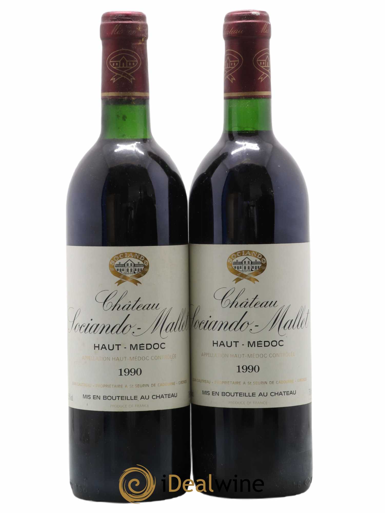 Château Sociando Mallet 1990 - Lot de 2 bouteilles - 0