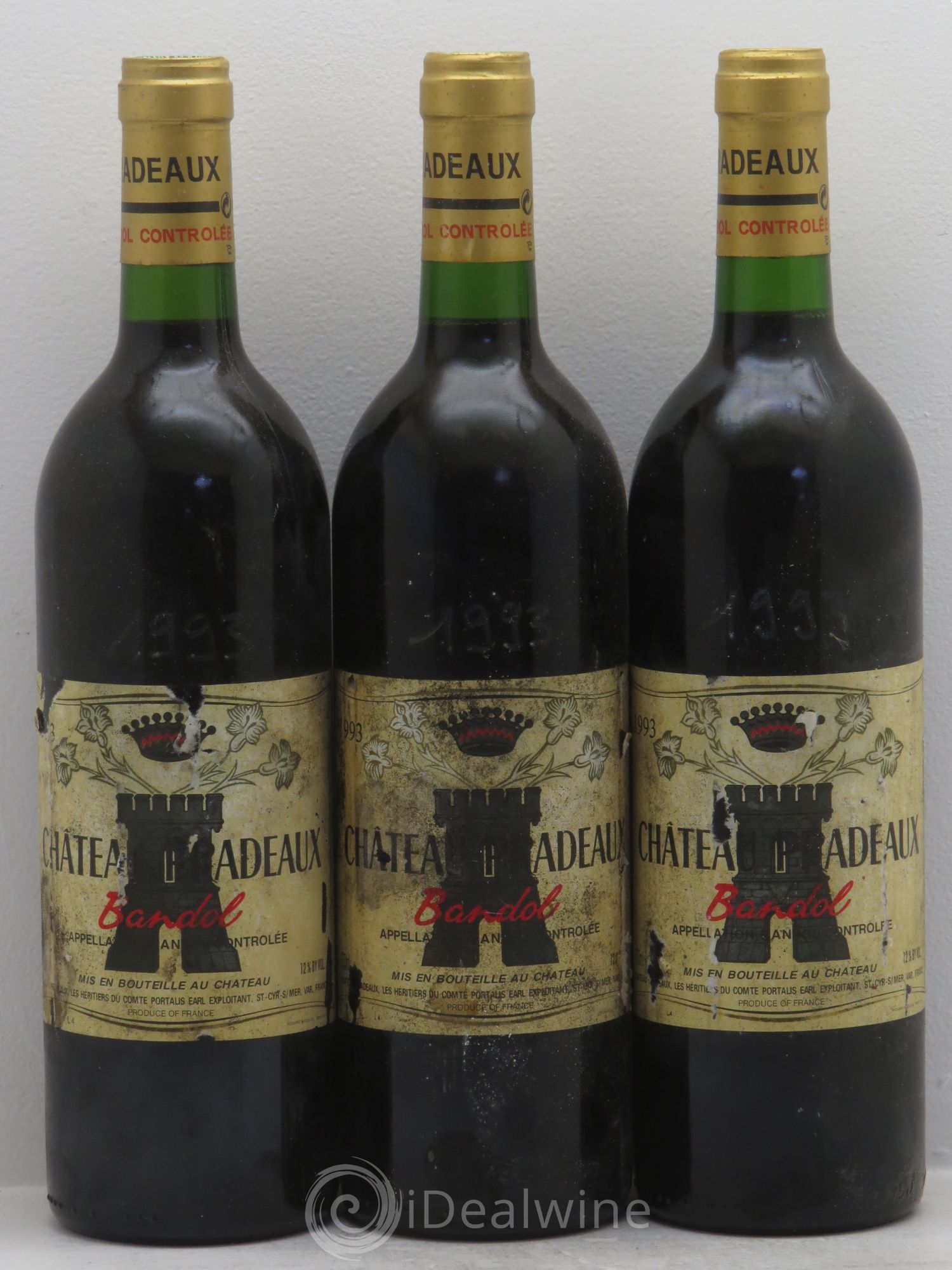 Bandol Château Pradeaux Famille Portalis 1993 - Lot de 3 bouteilles - 0