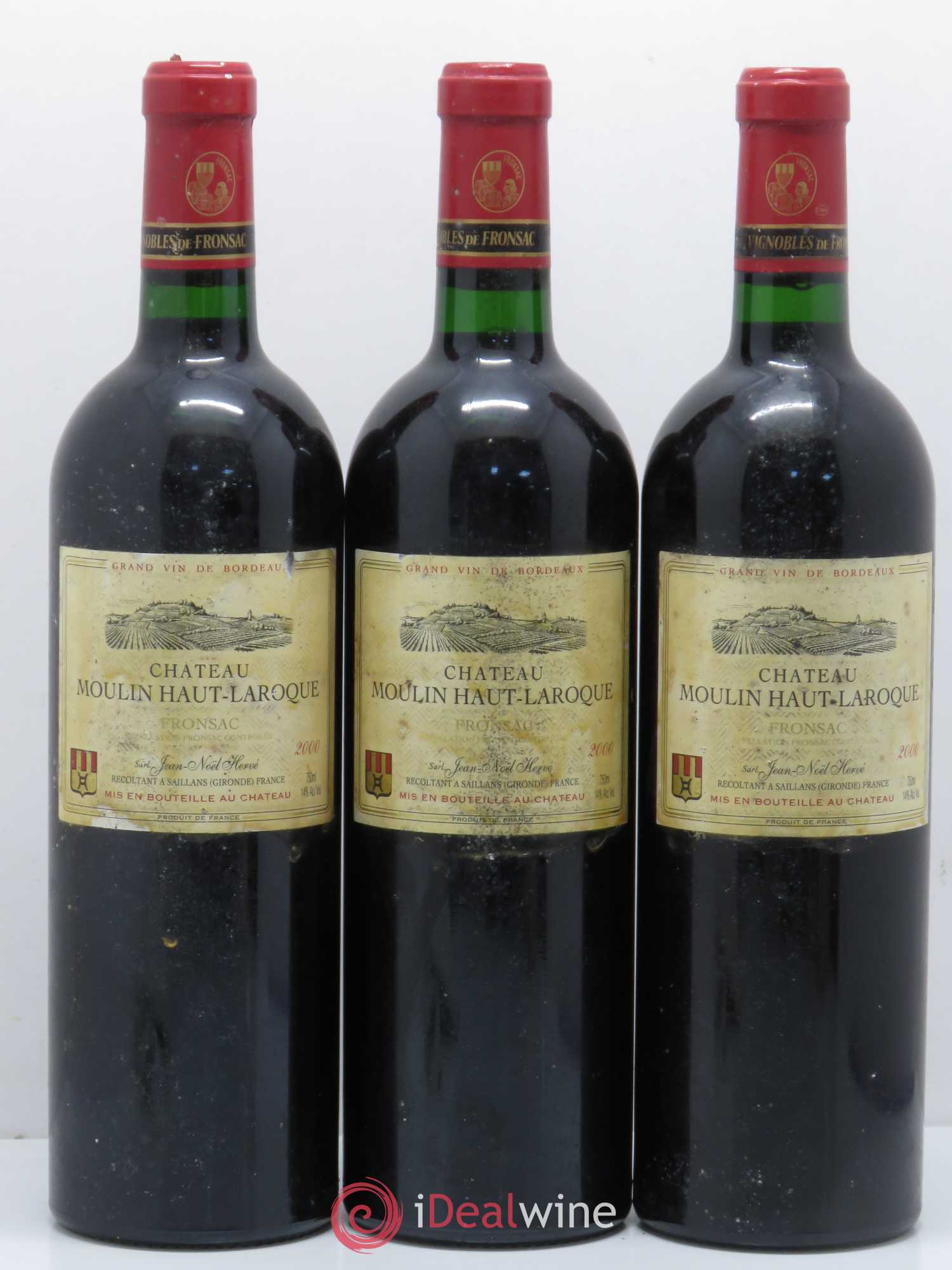 Fronsac Château Moulin Haut Laroque 2000 - Posten von 3 Flaschen - 0