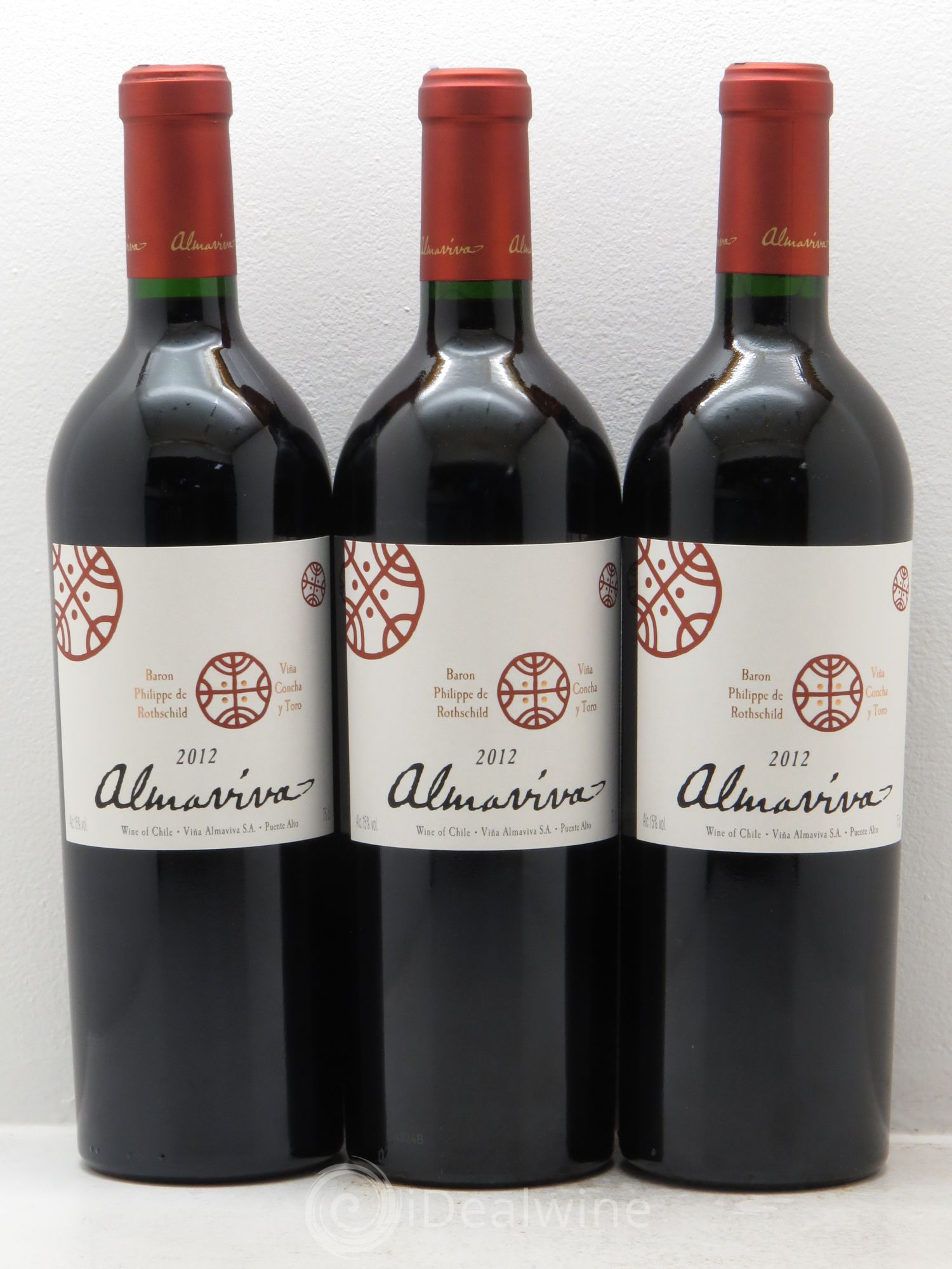 Chili Almaviva Baron P. de Rothschild Concha y Toro 2012 - Lot de 3 bouteilles - 0