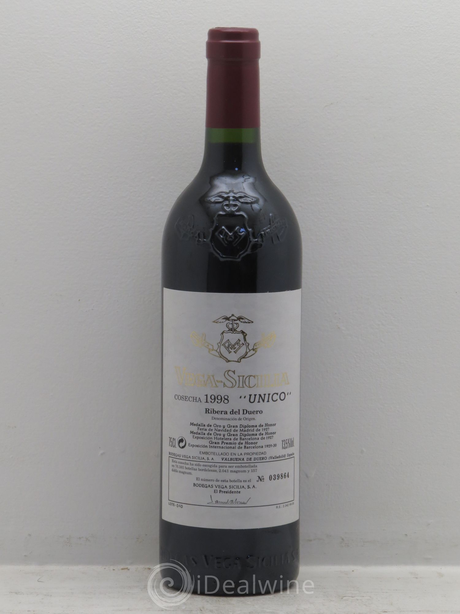 Ribera Del Duero DO Vega Sicilia Unico Famille Alvarez 1998 - Lot de 1 bouteille - 0