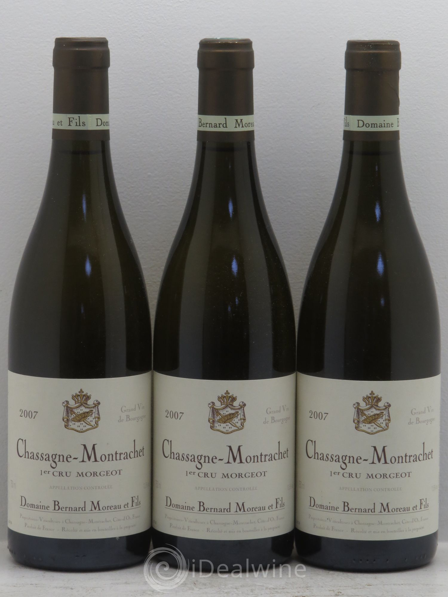 Chassagne-Montrachet 1er Cru Bernard Moreau 2007 - Lotto di 3 bottiglie - 0