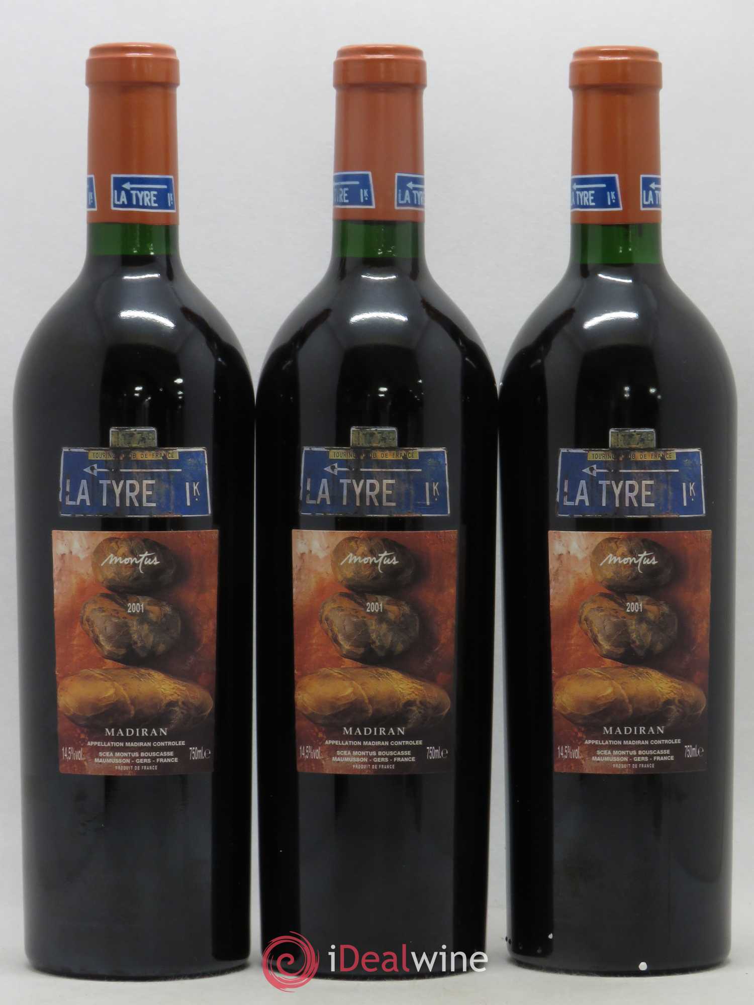 Madiran Château Montus-La Tyre Alain Brumont 2001 - Lot de 3 bouteilles - 0