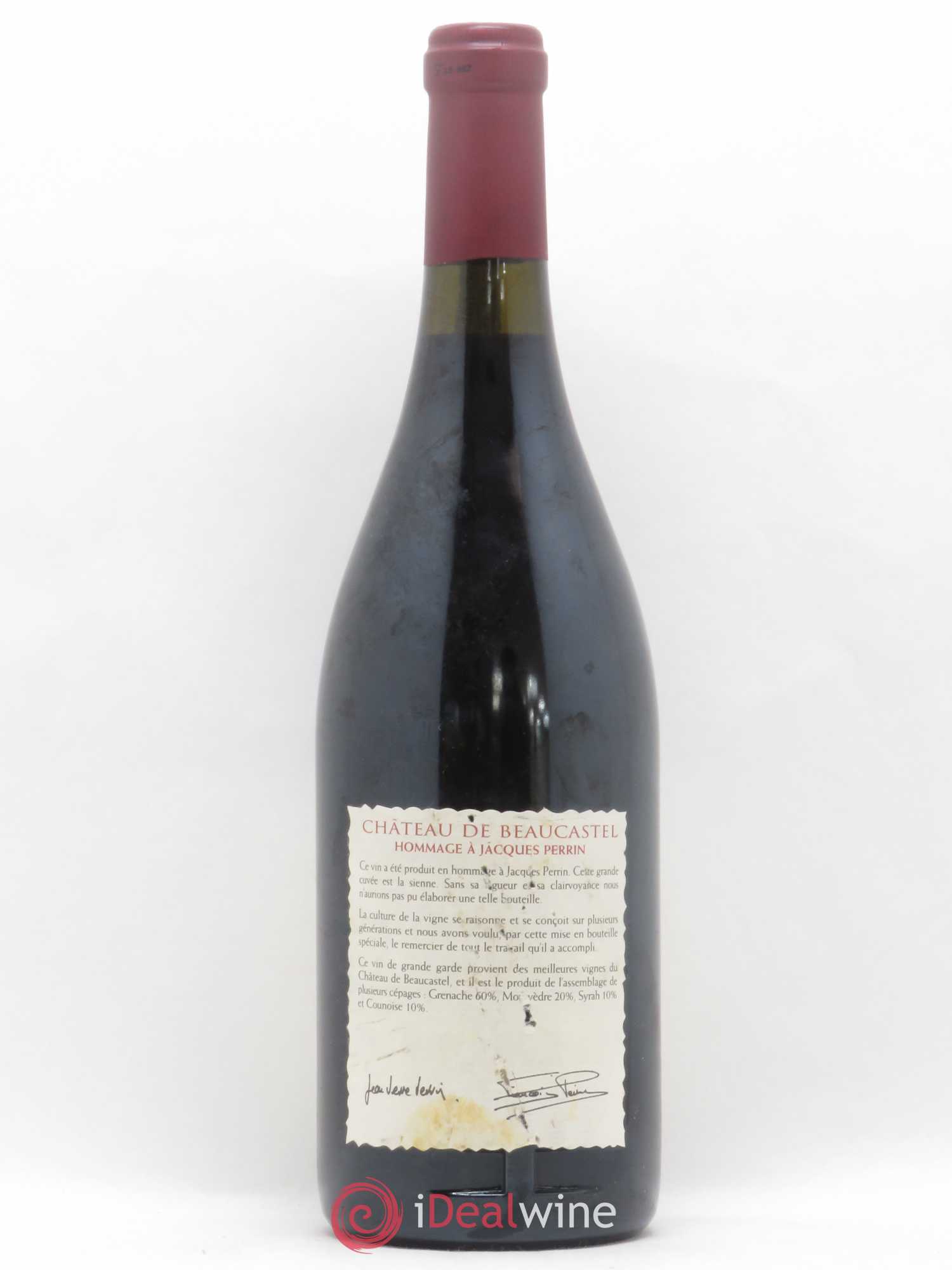 Châteauneuf-du-Pape Château de Beaucastel Hommage à Jacques Perrin Famille Perrin 1998 - Lot de 1 bouteille - 1