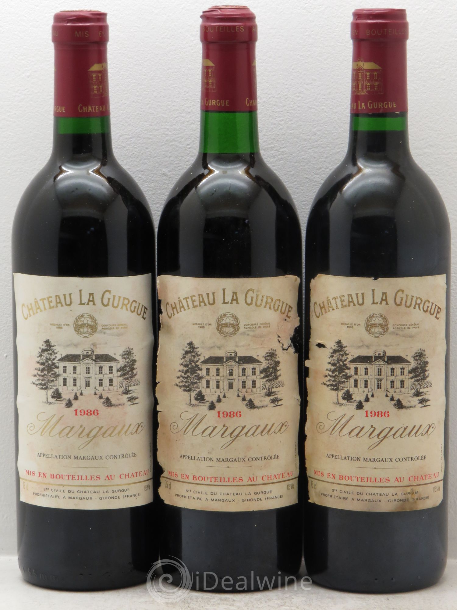 Château la Gurgue Cru Bourgeois 1986 - Lot de 3 bouteilles - 0