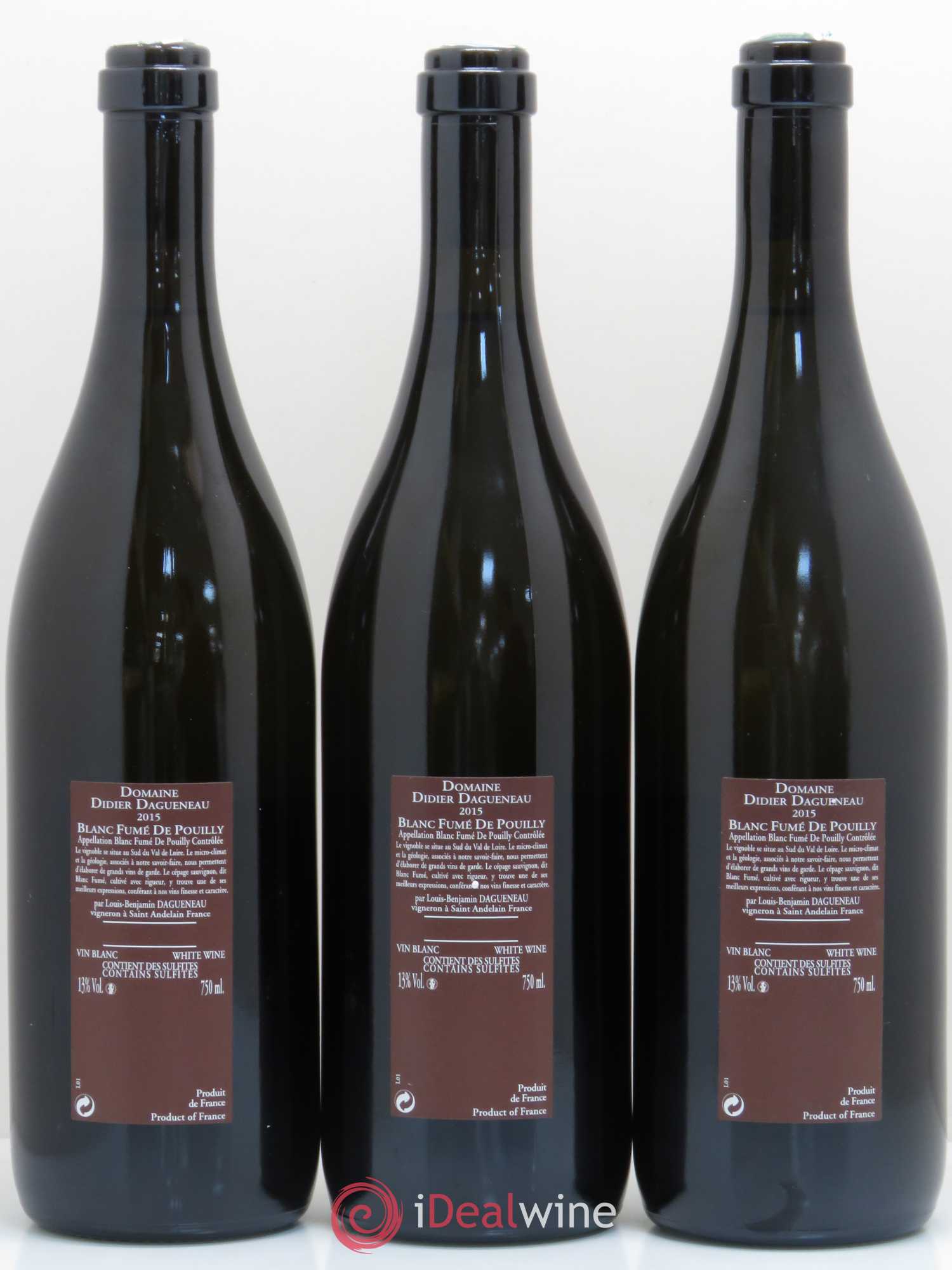 Vin de France (anciennement Pouilly-Fumé) Pur Sang Dagueneau (Domaine Didier - Louis-Benjamin) 2015 - Lot de 3 bouteilles - 1