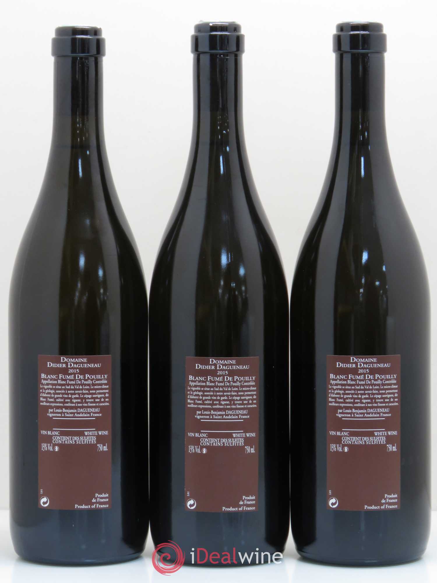 Vin de France (anciennement Pouilly-Fumé) Pur Sang Dagueneau (Domaine Didier - Louis-Benjamin) 2015 - Lot de 3 bouteilles - 1