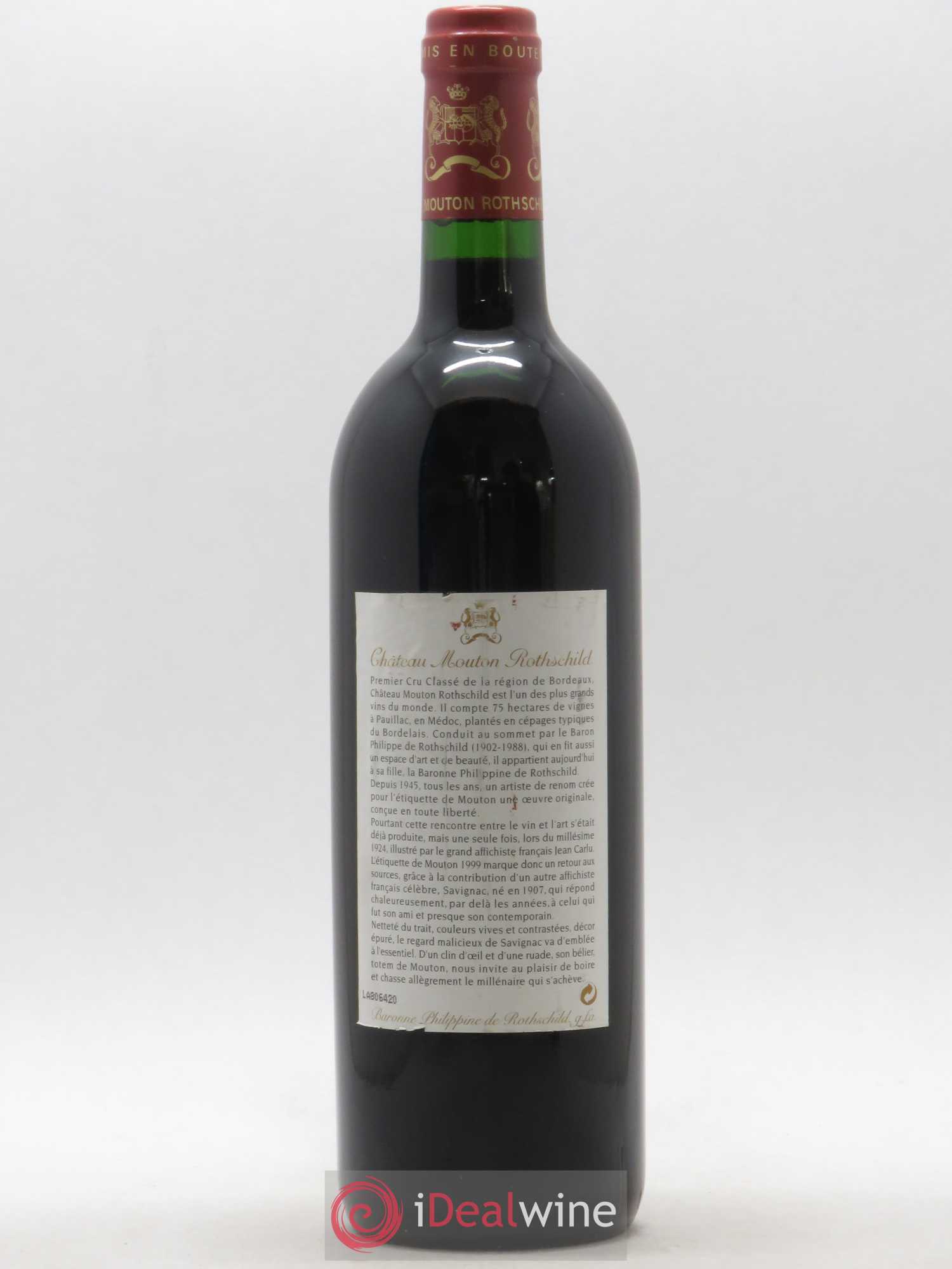 Château Mouton Rothschild 1er Grand Cru Classé 1999 - Lot de 1 bouteille - 1