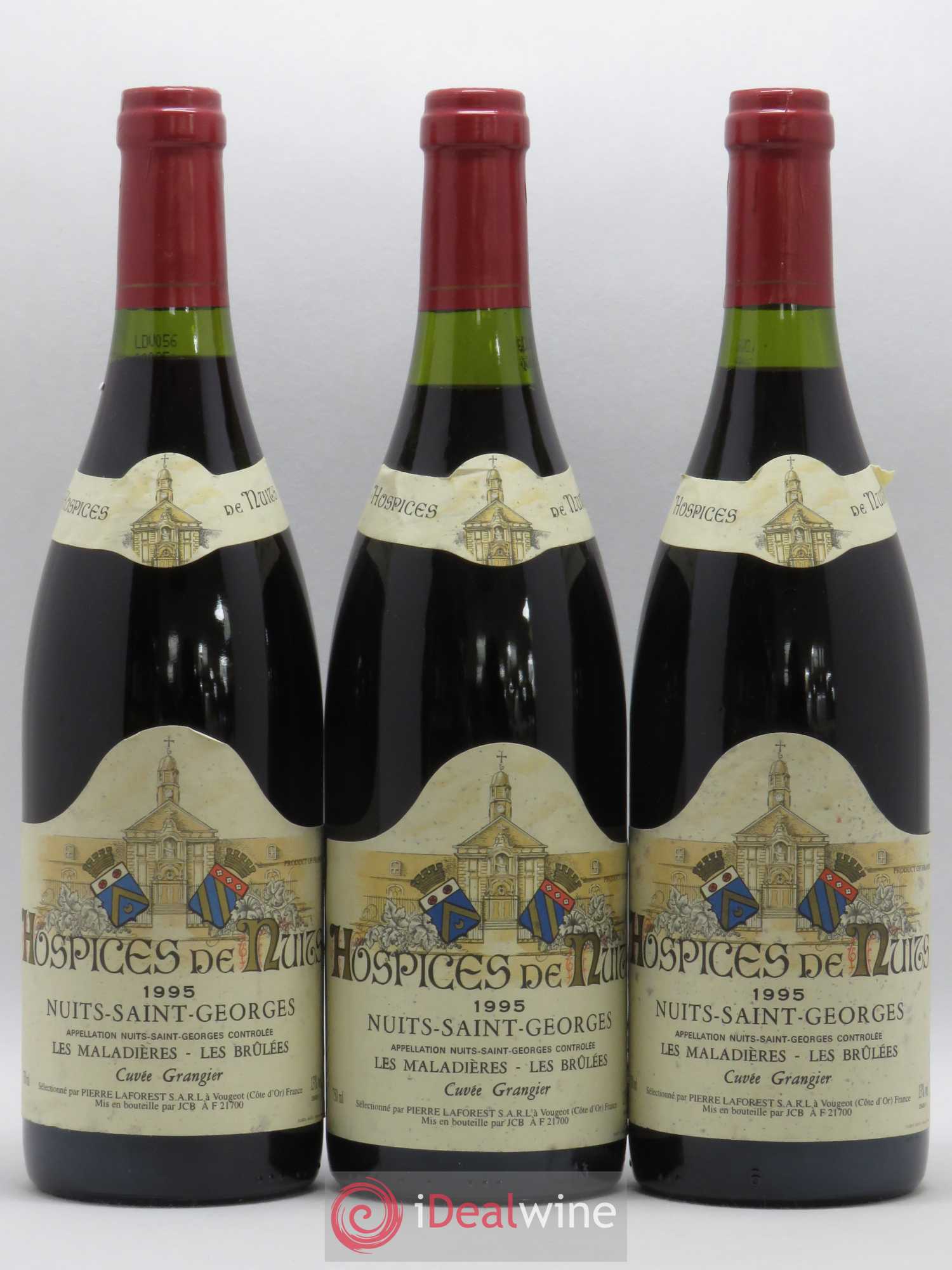 Nuits-Saint-Georges Hospices de Nuits Les maladières Les brulées Cuvée Grangier Pierre Laforest 1995 - Posten von 3 Flaschen - 0
