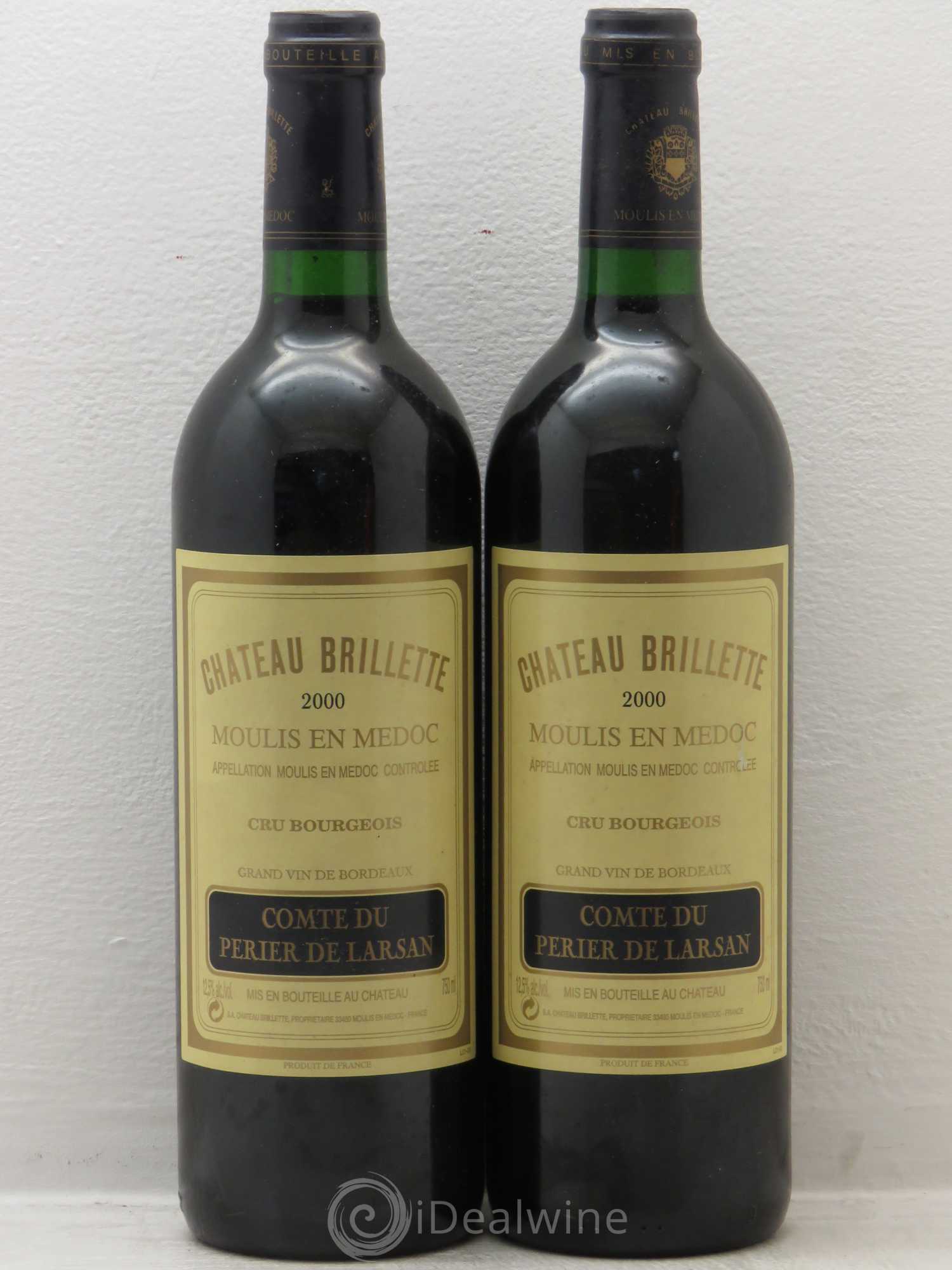 Château Brillette Cru Bourgeois 2000 - Lot de 2 bouteilles - 0