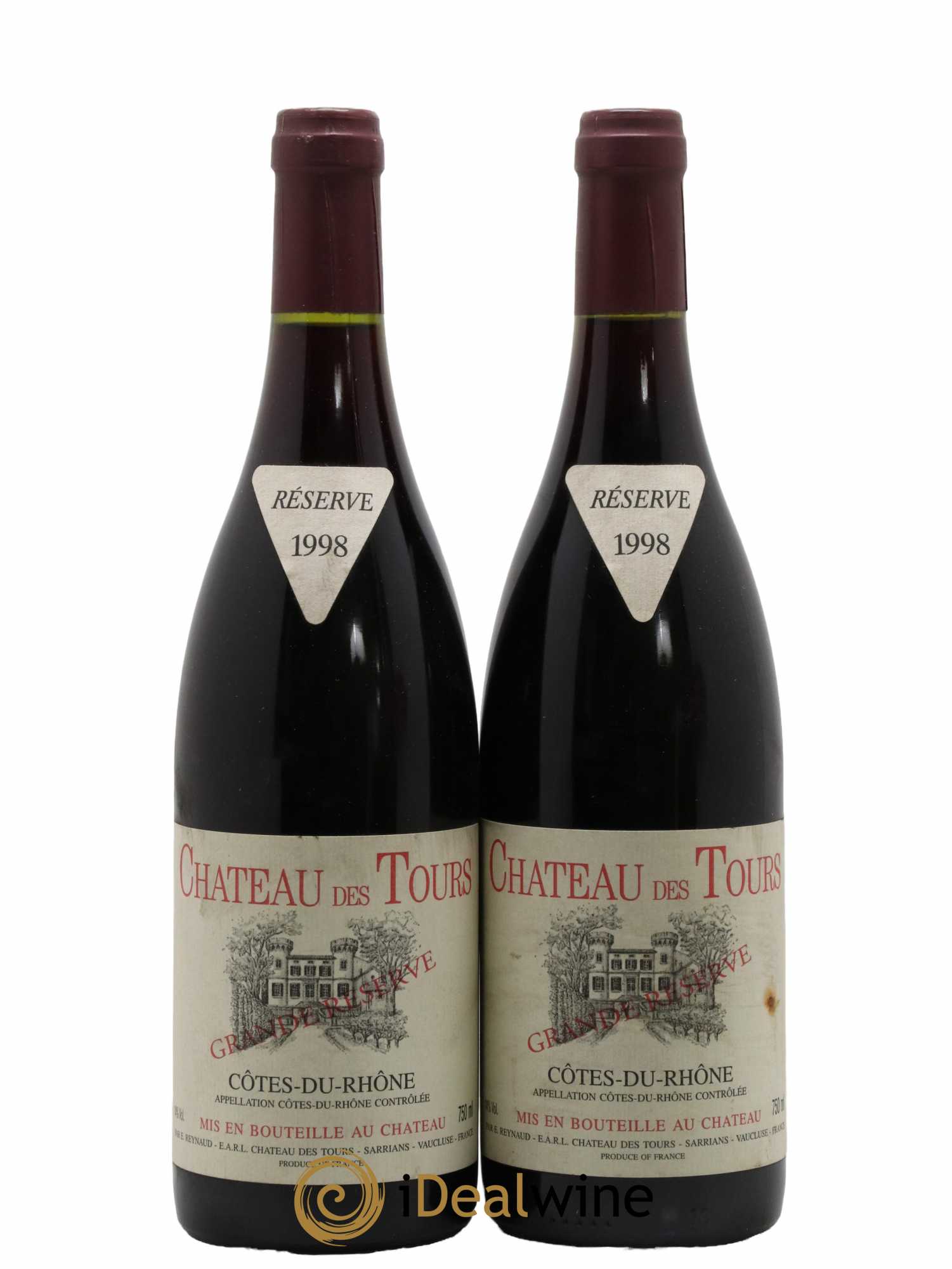 Côtes-du-Rhône Château des Tours Grande Réserve Emmanuel Reynaud 1998 - Lot de 2 bouteilles - 0