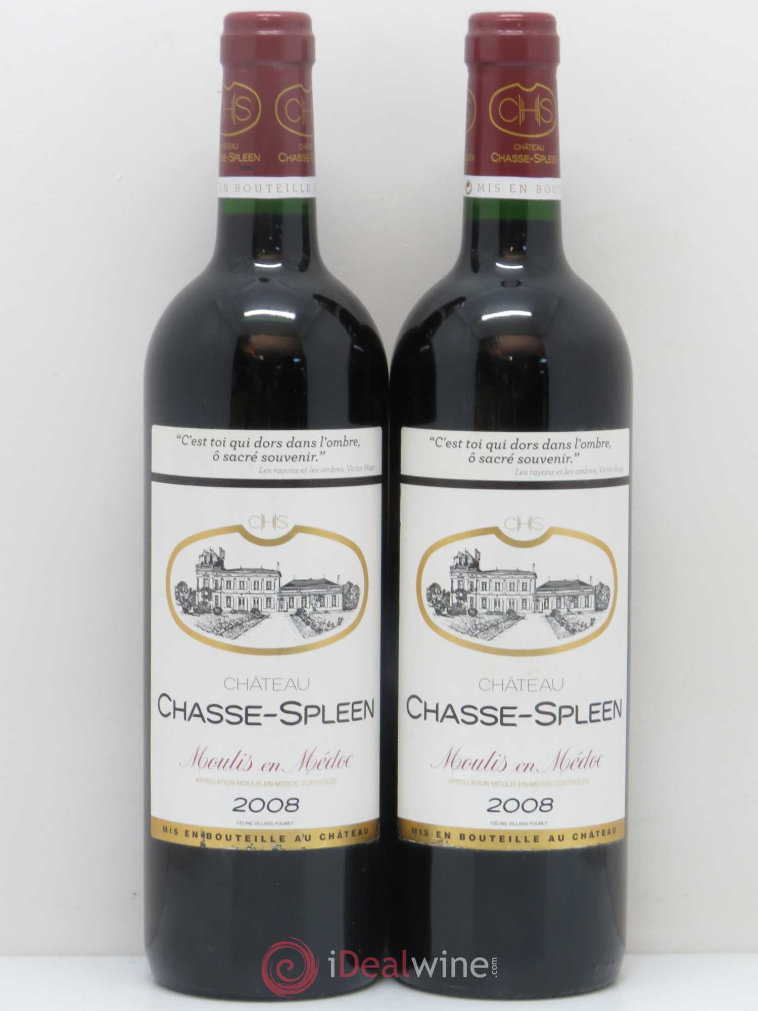 Château Chasse Spleen 2008 - Lot de 2 bouteilles - 0