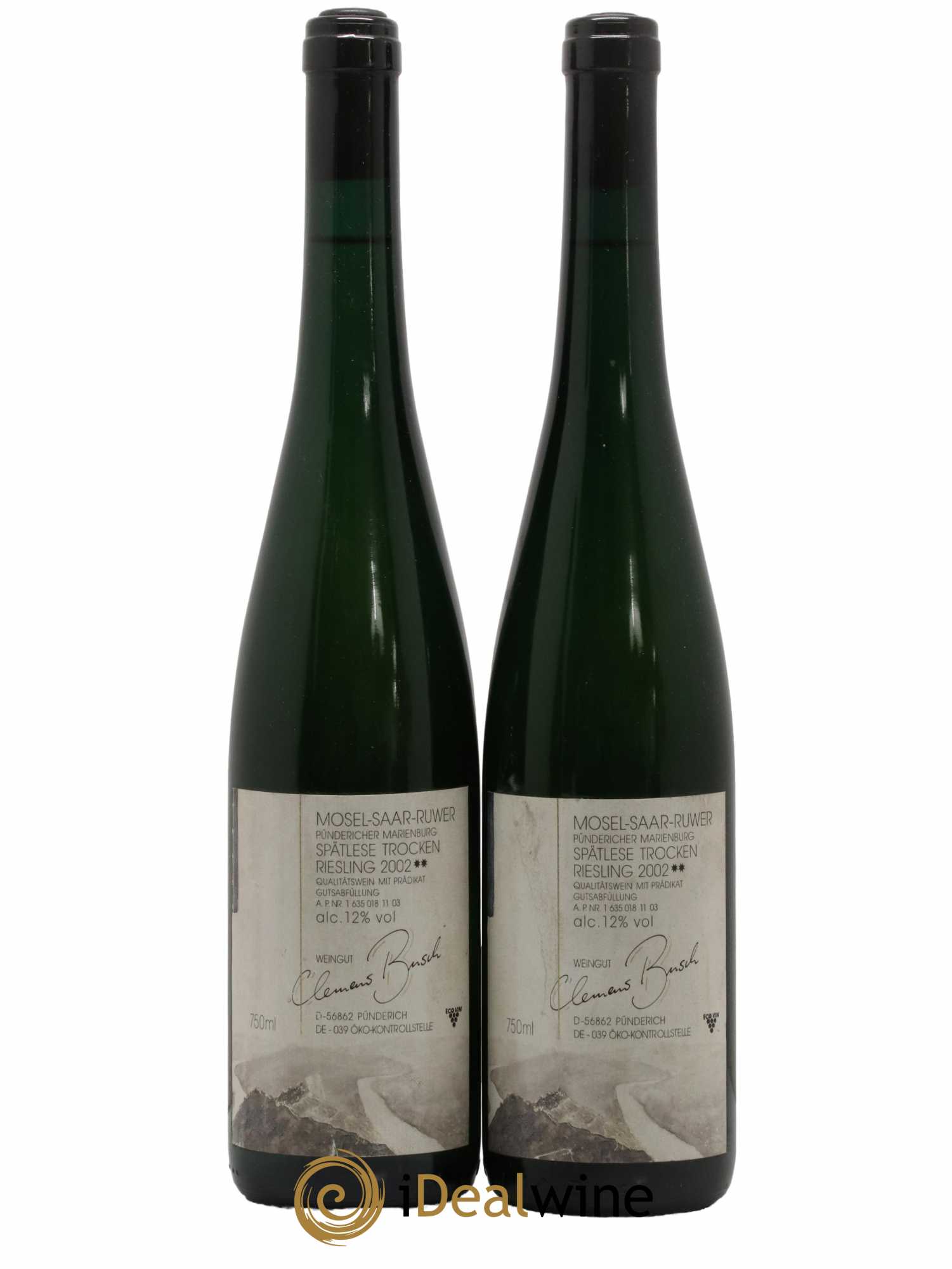 Allemagne Mosel-Saar Riesling Spatlese Trocken Clement Busch 2002 - Lot de 2 bouteilles - 0