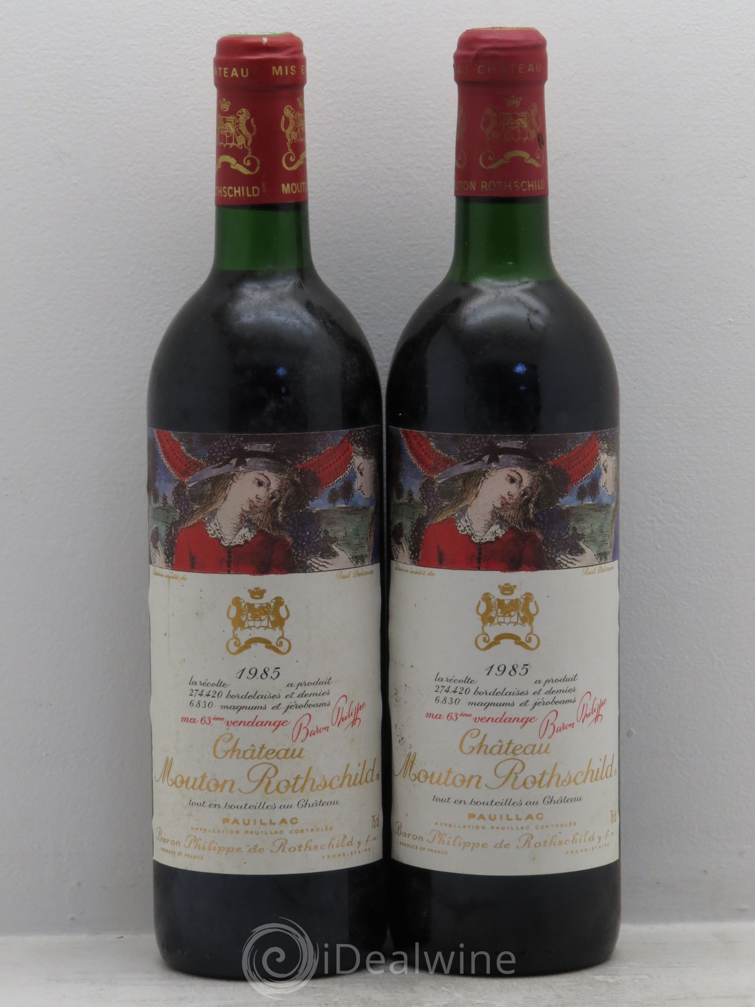 Château Mouton Rothschild 1er Grand Cru Classé 1985 - Lot de 2 bouteilles - 0