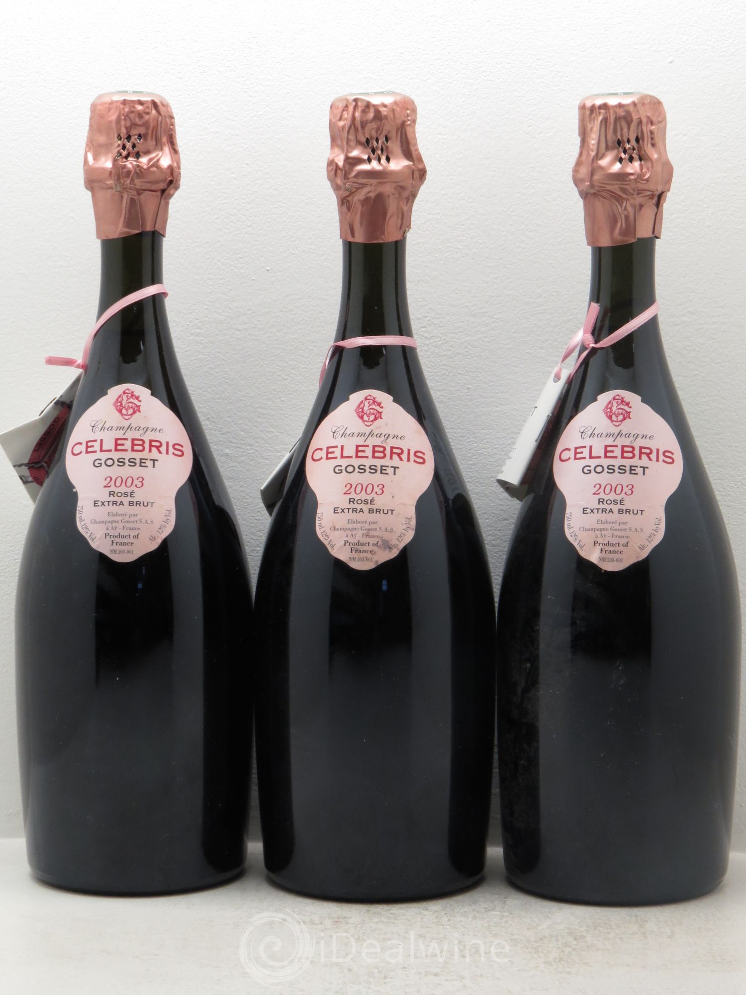 Champagne - Extra brut-Celebris-Gosset 2003 - Lot de 3 bouteilles - 0