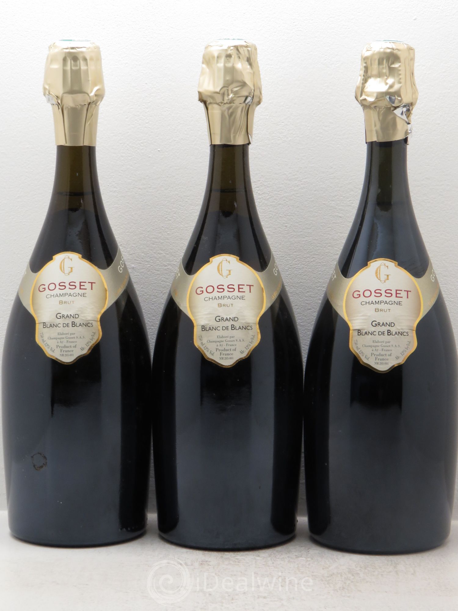 Champagne Gosset Blanc de Blanc (sans prix de réserve) - Lot de 3 bouteilles - 0