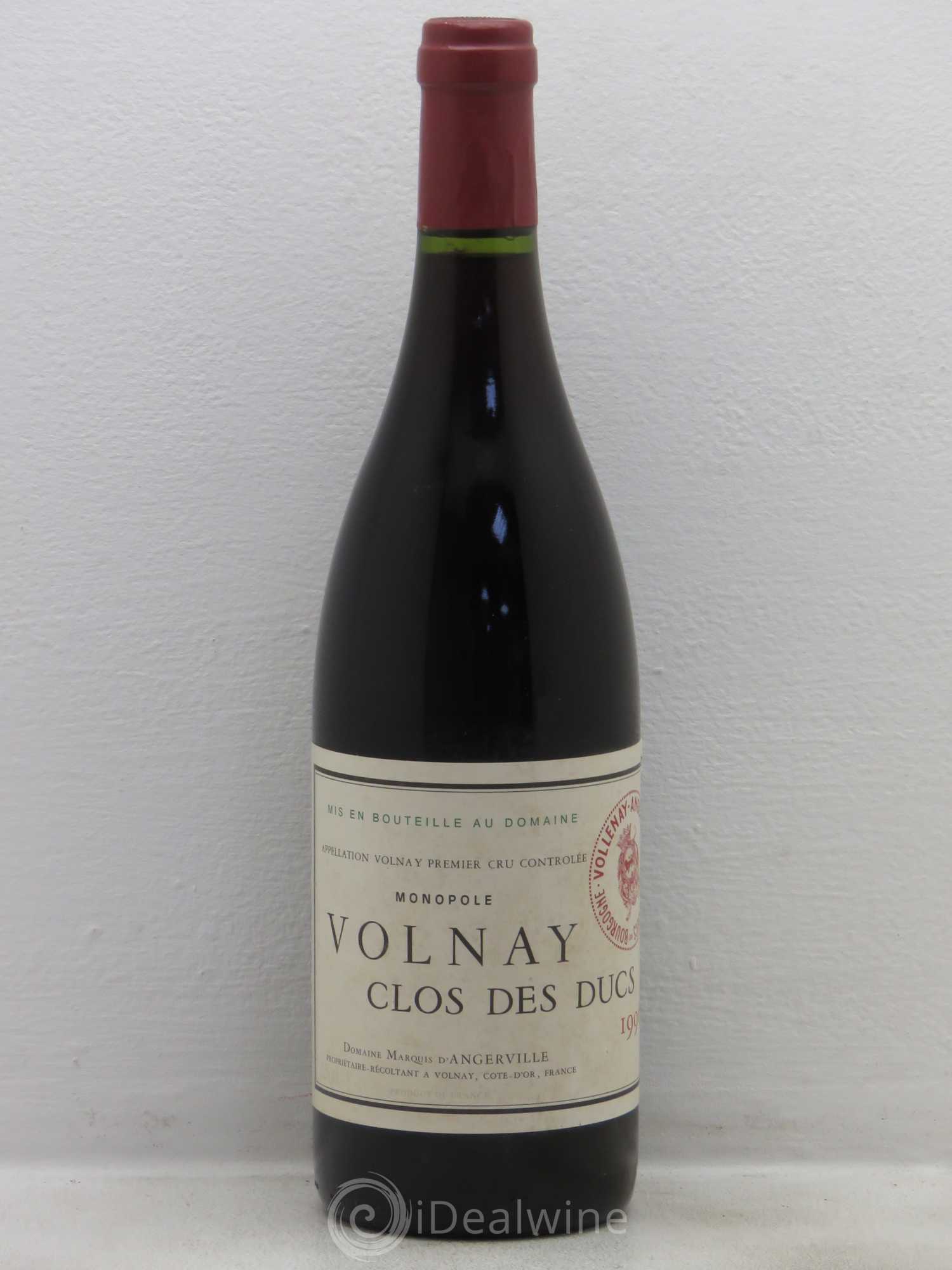 Volnay 1er Cru Clos des Ducs Marquis d'Angerville (Domaine) 1996 - Lot de 1 bouteille - 0