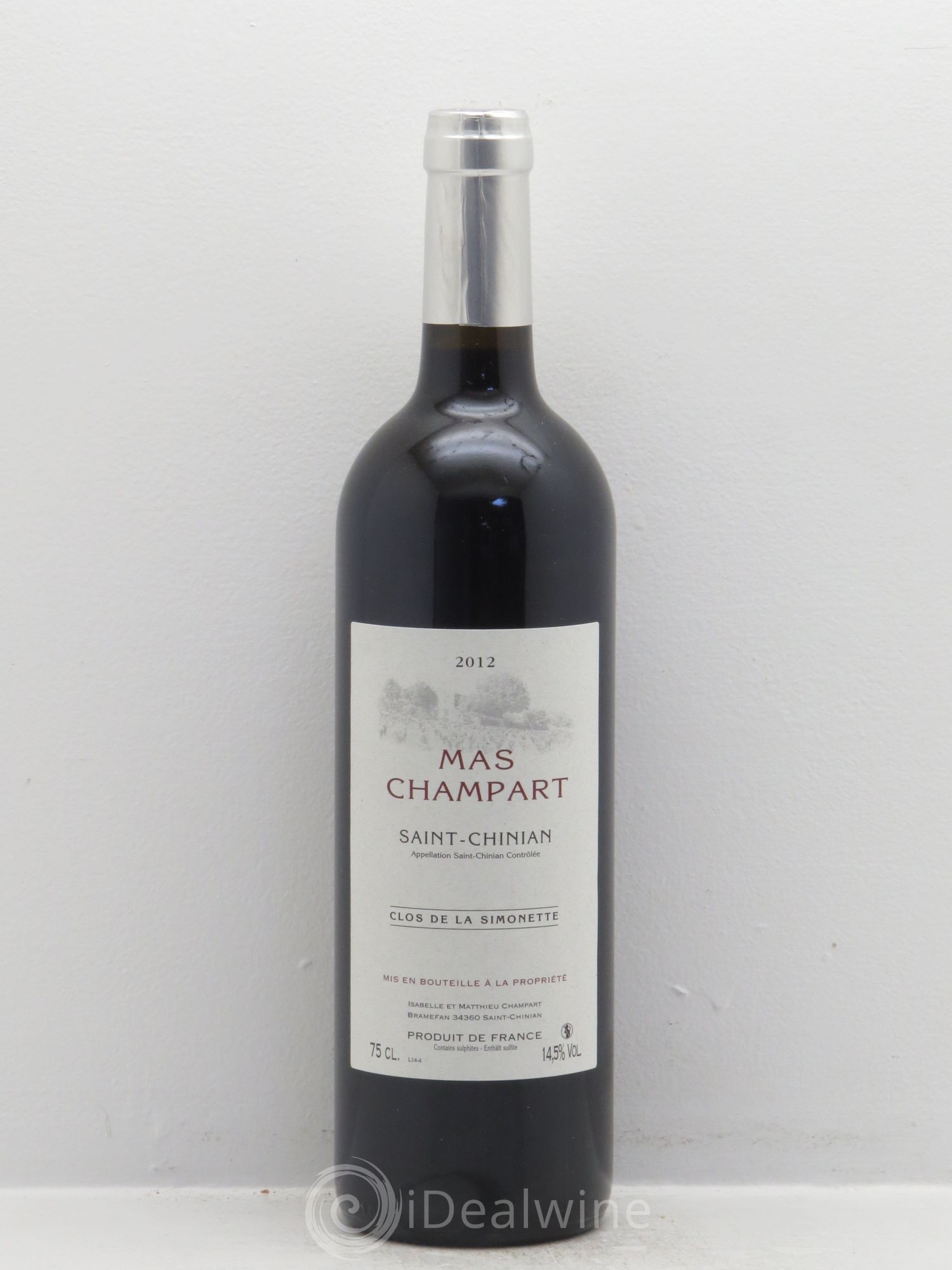 Saint-Chinian Mas Champart Clos de La Simonette Isabelle et Mathieu Champart 2012 - Lot de 1 bouteille - 0