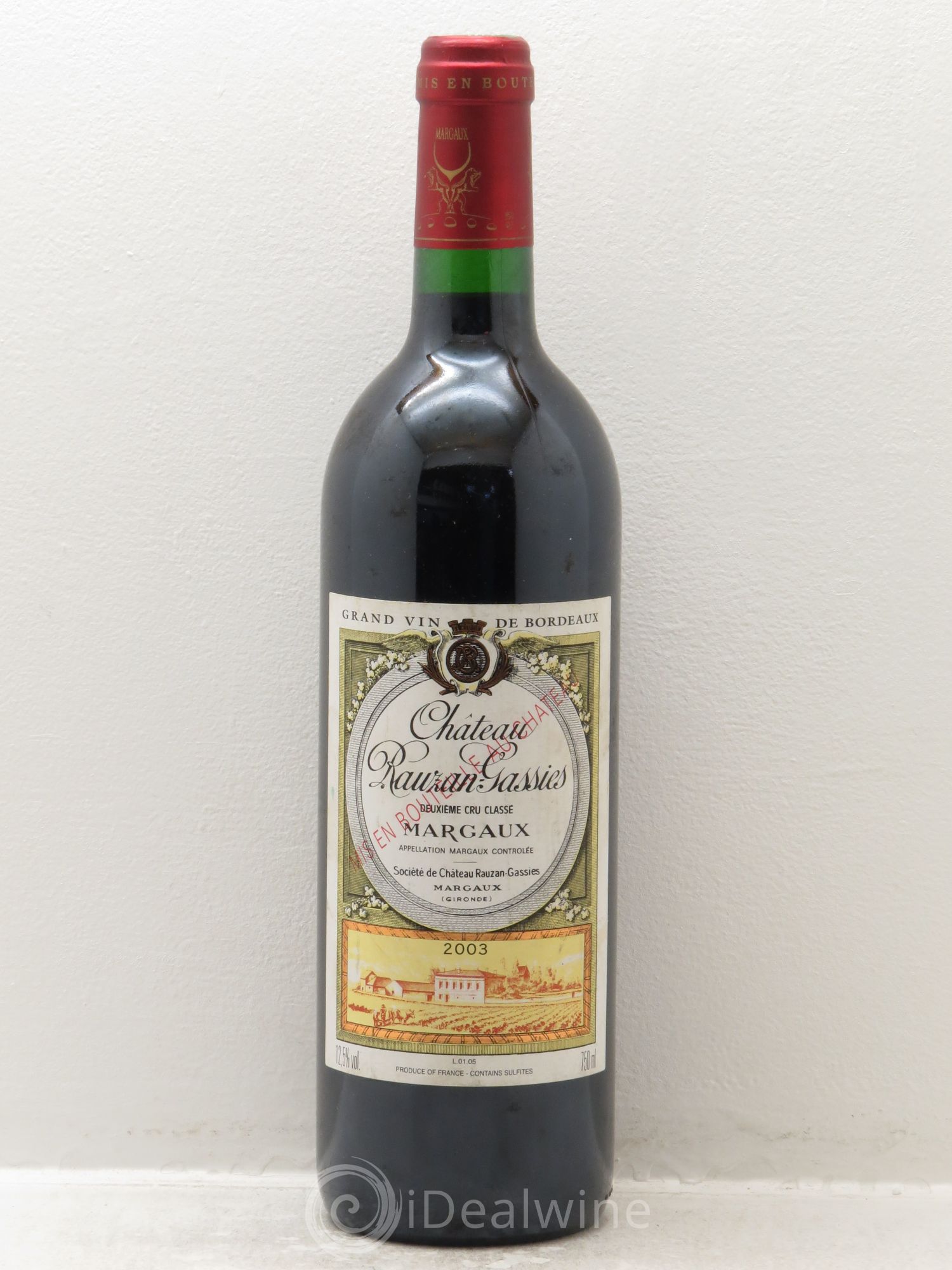 Château Rauzan-Gassies 2ème Grand Cru Classé 2003 - Lot de 1 bouteille - 0