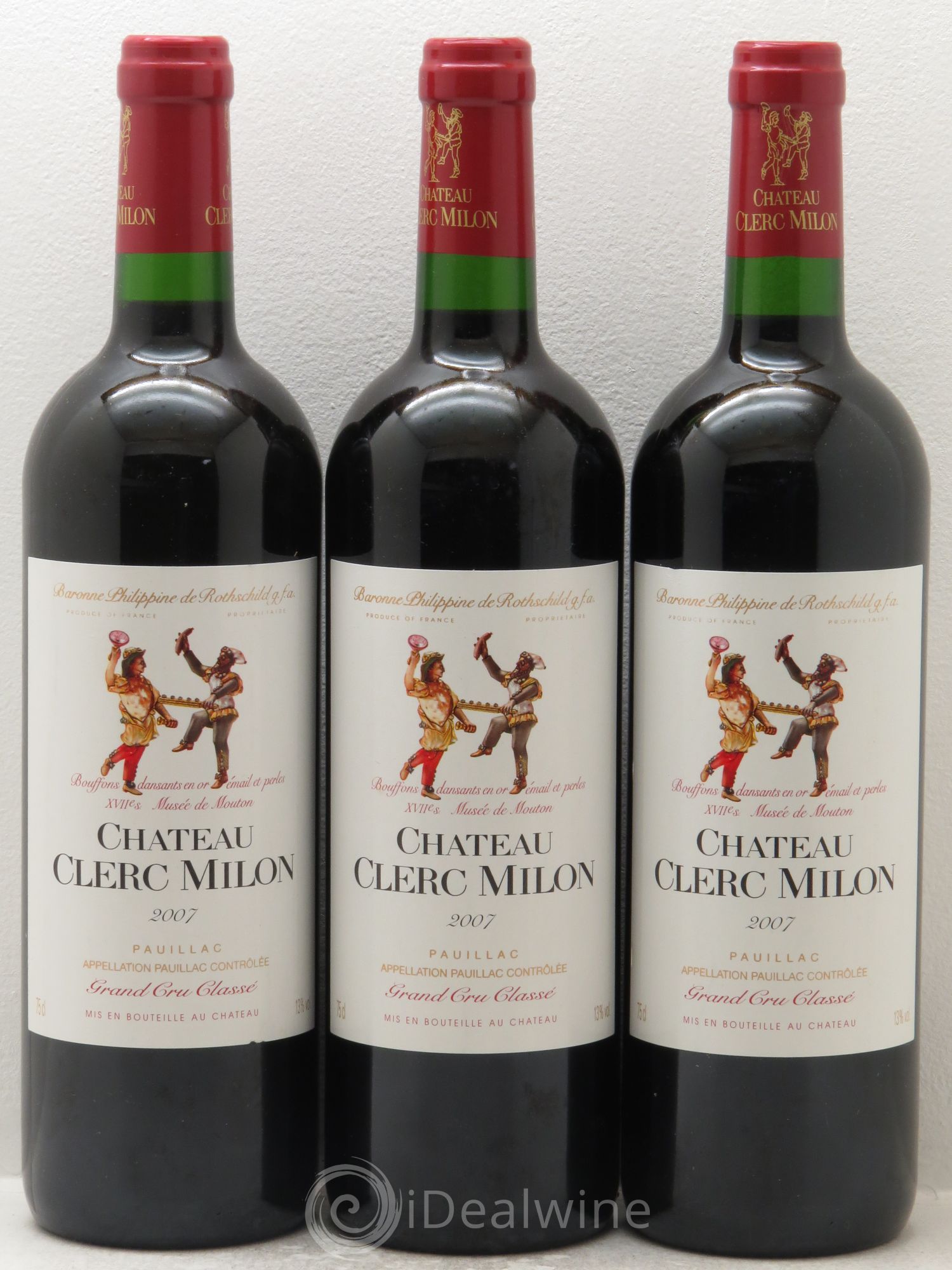 Château Clerc Milon 5ème Grand Cru Classé 2007 - Lot de 3 bouteilles - 0