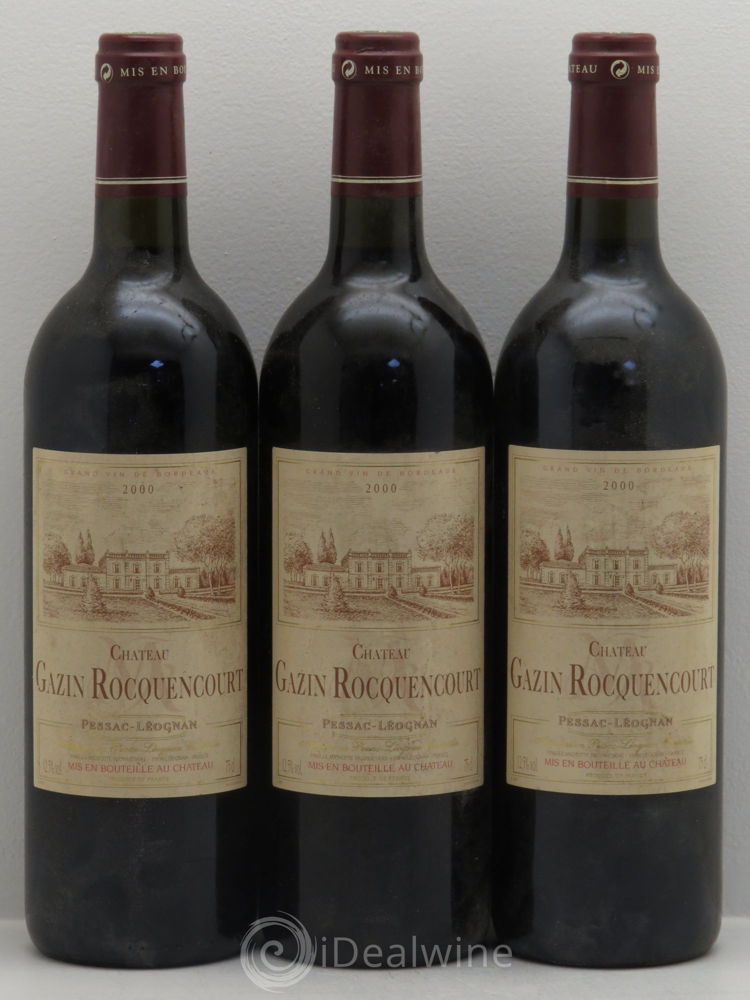Pessac-Léognan Château Gazin-Rocquencourt 2000 - Lot de 3 bouteilles - 0