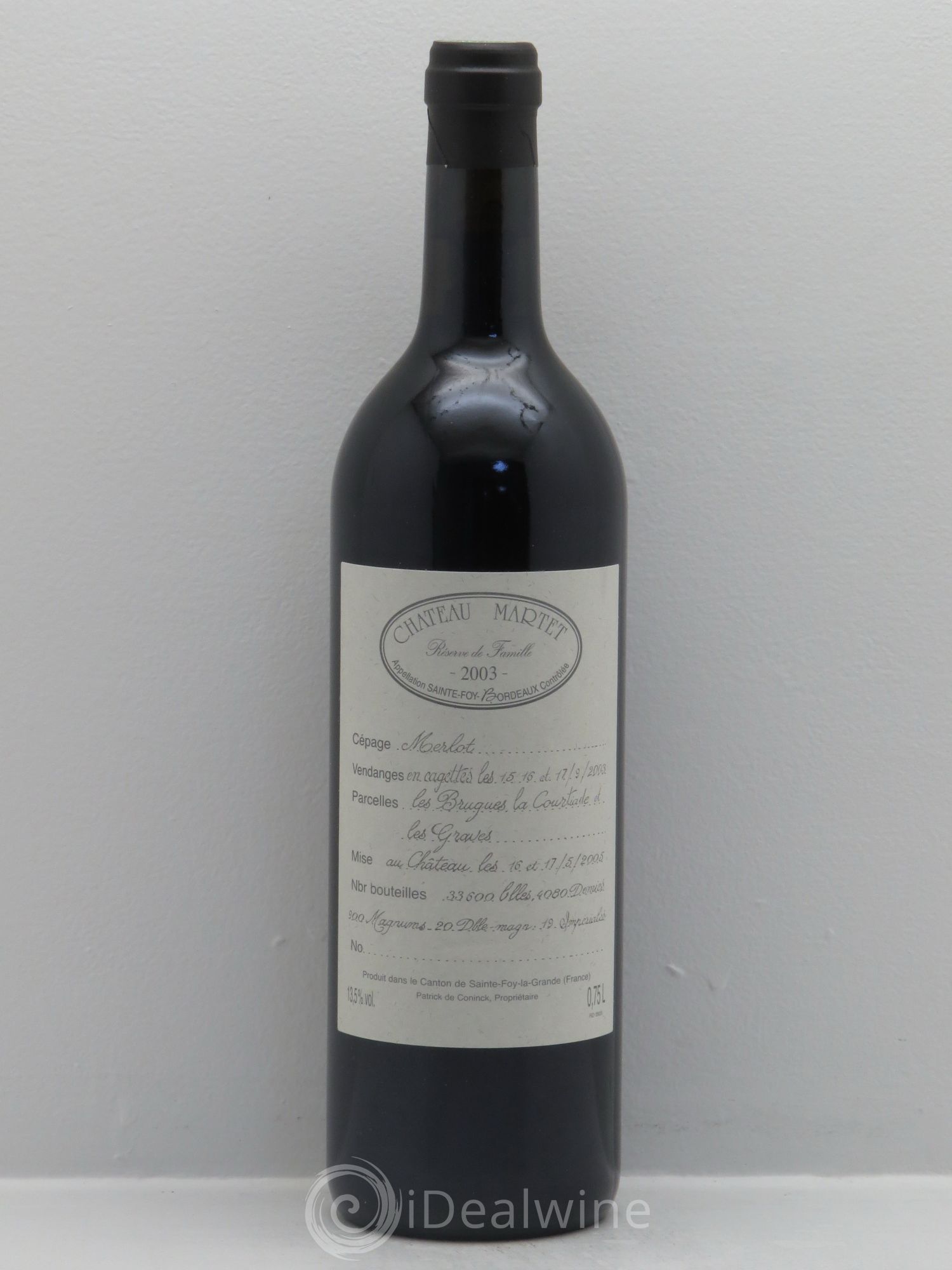 Sainte-Foy-Bordeaux Château Martet Réserve de Famille 2003 - Posten von 6 Flaschen - 0