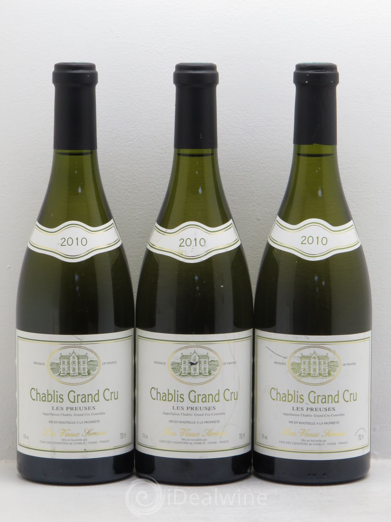 Chablis Grand Cru Cave Coopérative Les Vaux Sereins 2010 - Posten von 3 Flaschen - 0