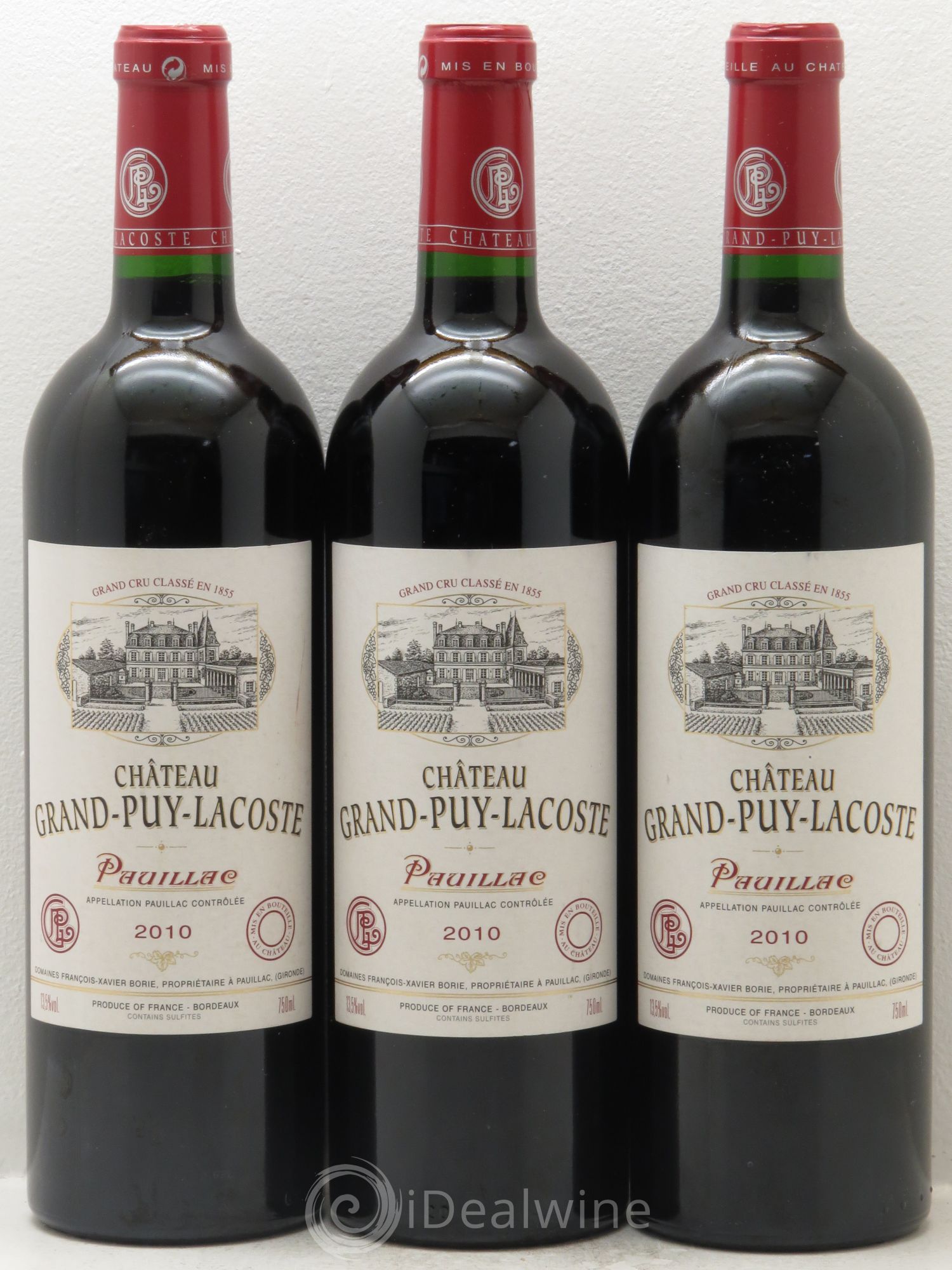 Château Grand Puy Lacoste 5ème Grand Cru Classé 2010 - Lot de 3 bouteilles - 0