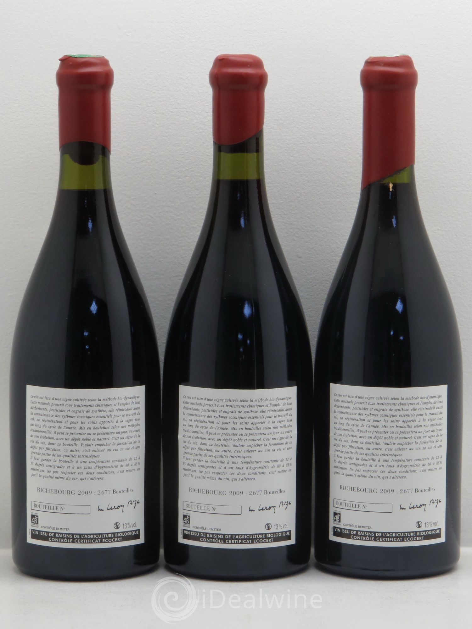 Richebourg Grand Cru Leroy (Domaine) 2009 - Lot de 3 bouteilles - 1