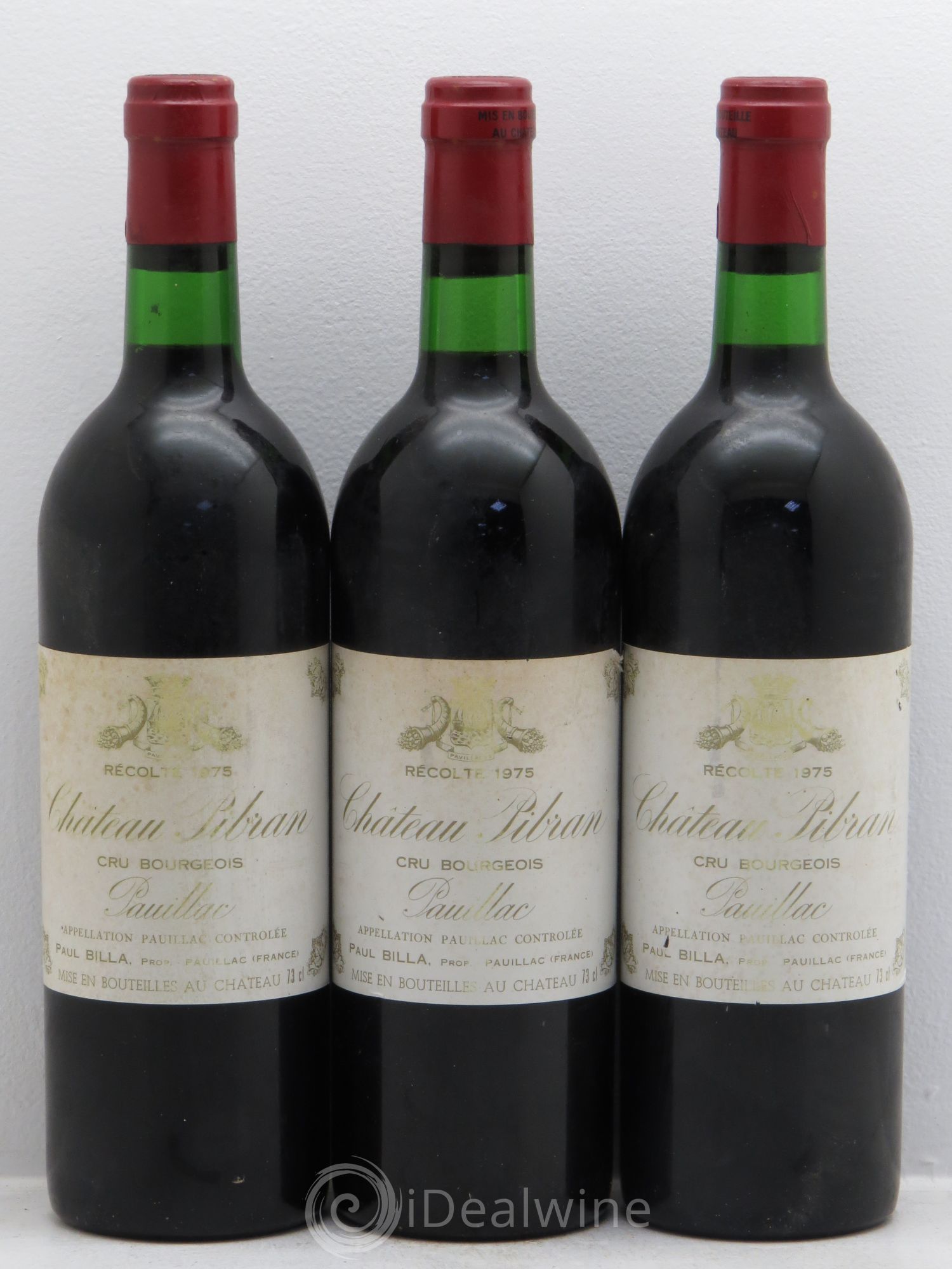 Château Pibran 1975 - Lot de 3 bouteilles - 0