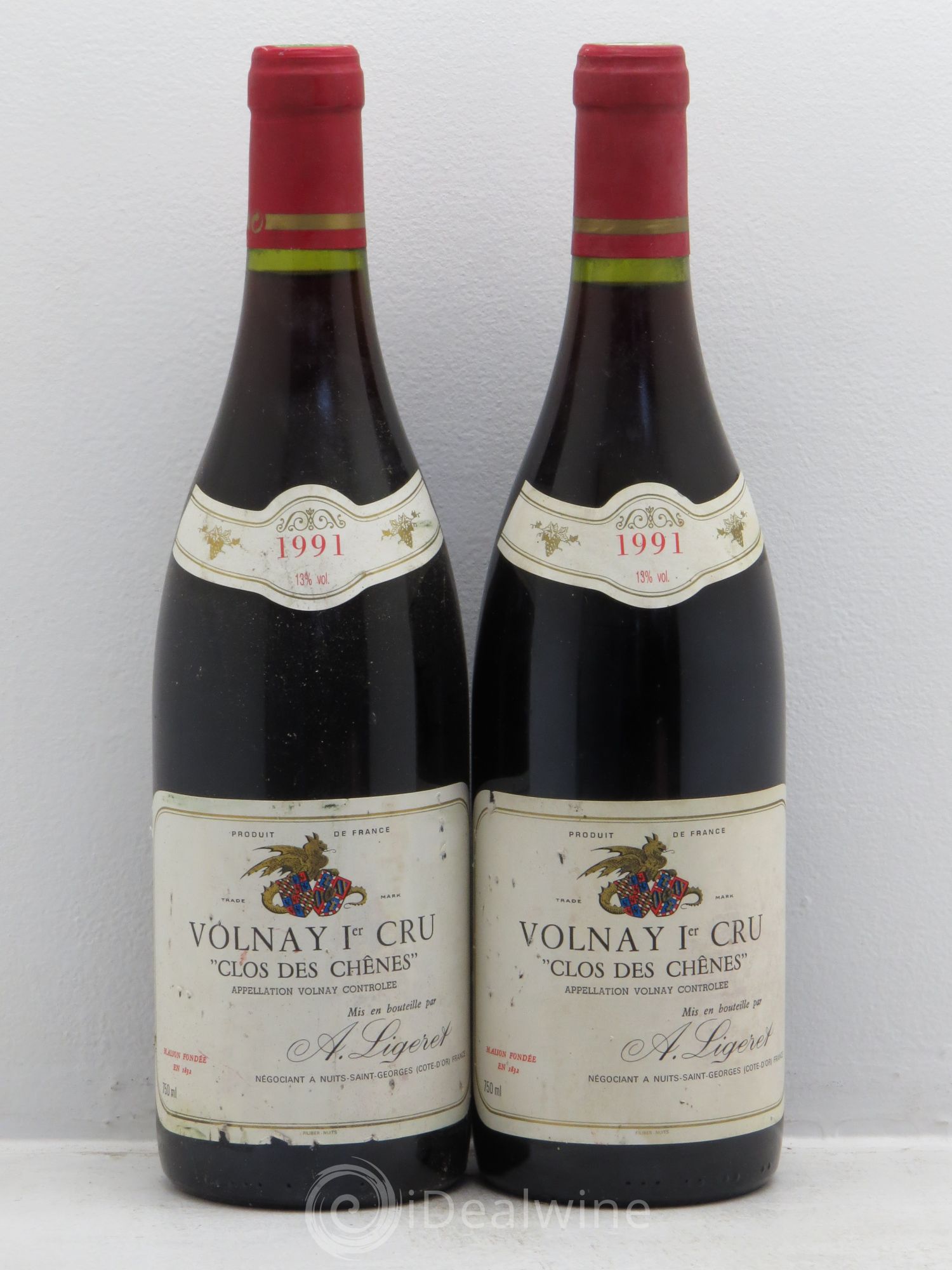 Volnay 1er Cru A.Ligeret 1991 - Lot de 2 bouteilles - 0