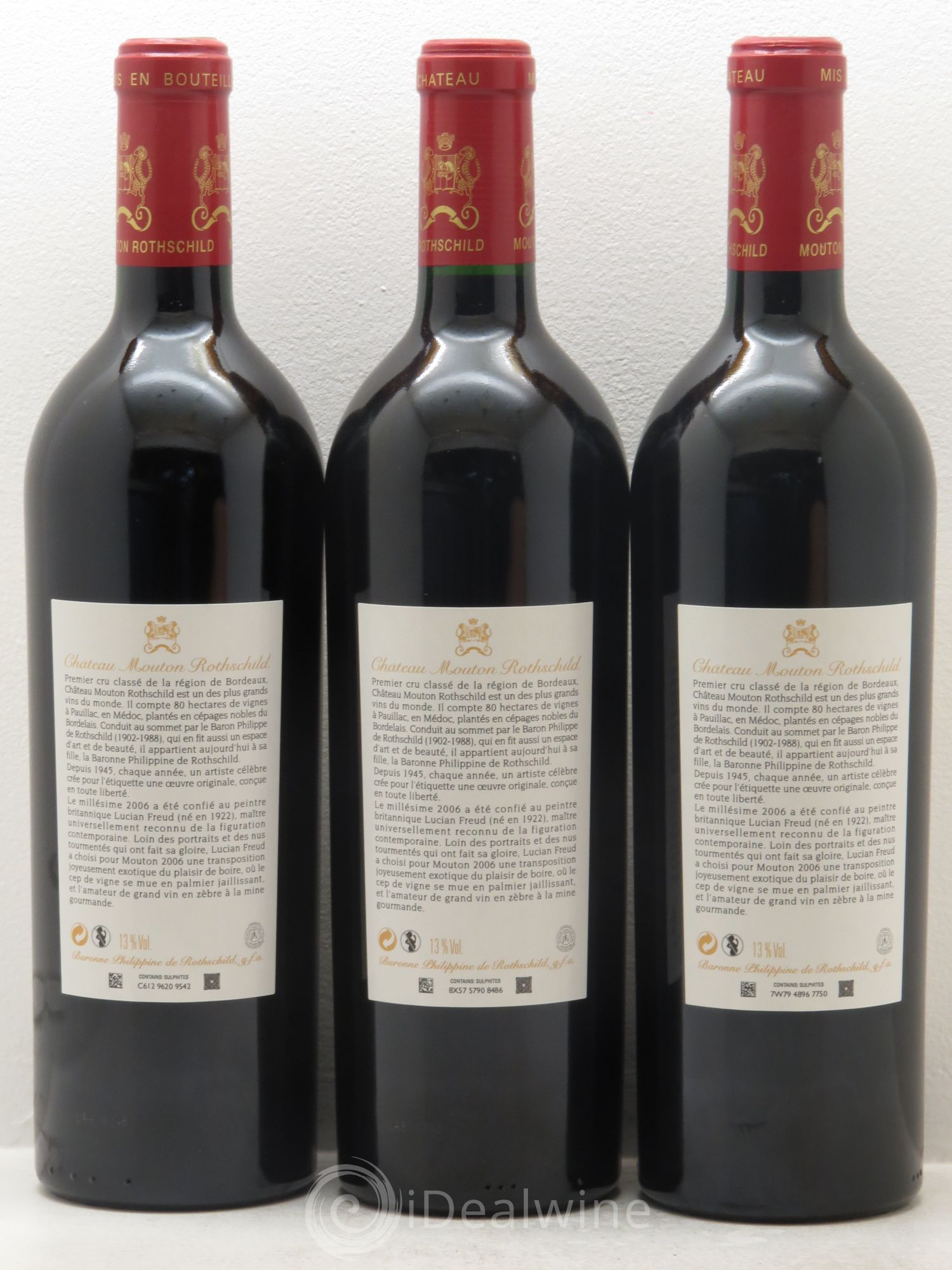 Château Mouton Rothschild 1er Grand Cru Classé 2006 - Lot de 3 bouteilles - 1