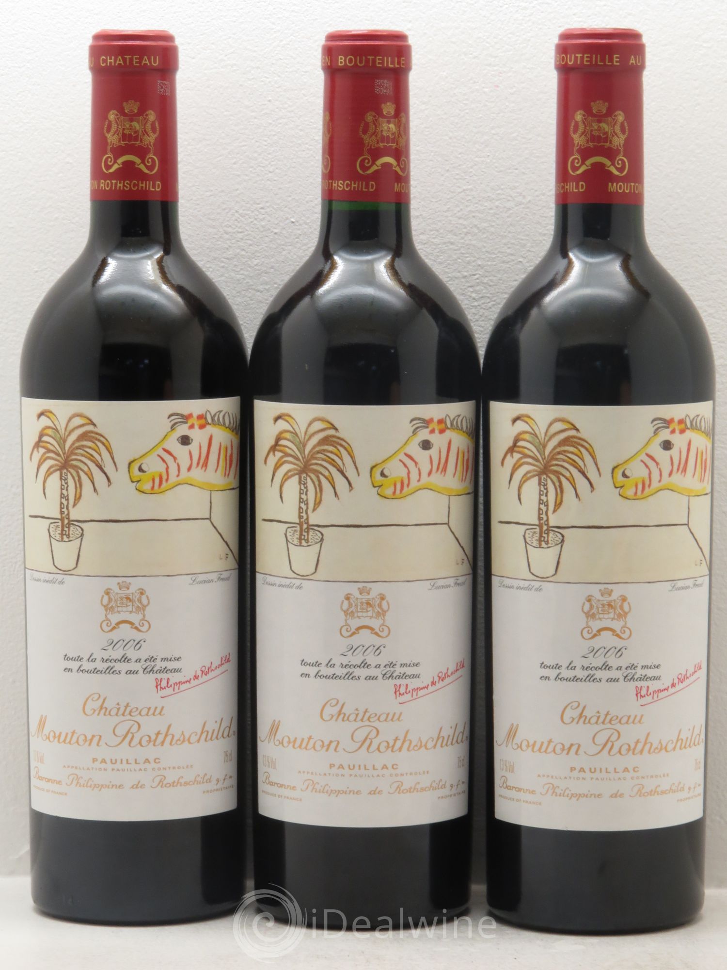 Château Mouton Rothschild 1er Grand Cru Classé 2006 - Lot de 3 bouteilles - 0