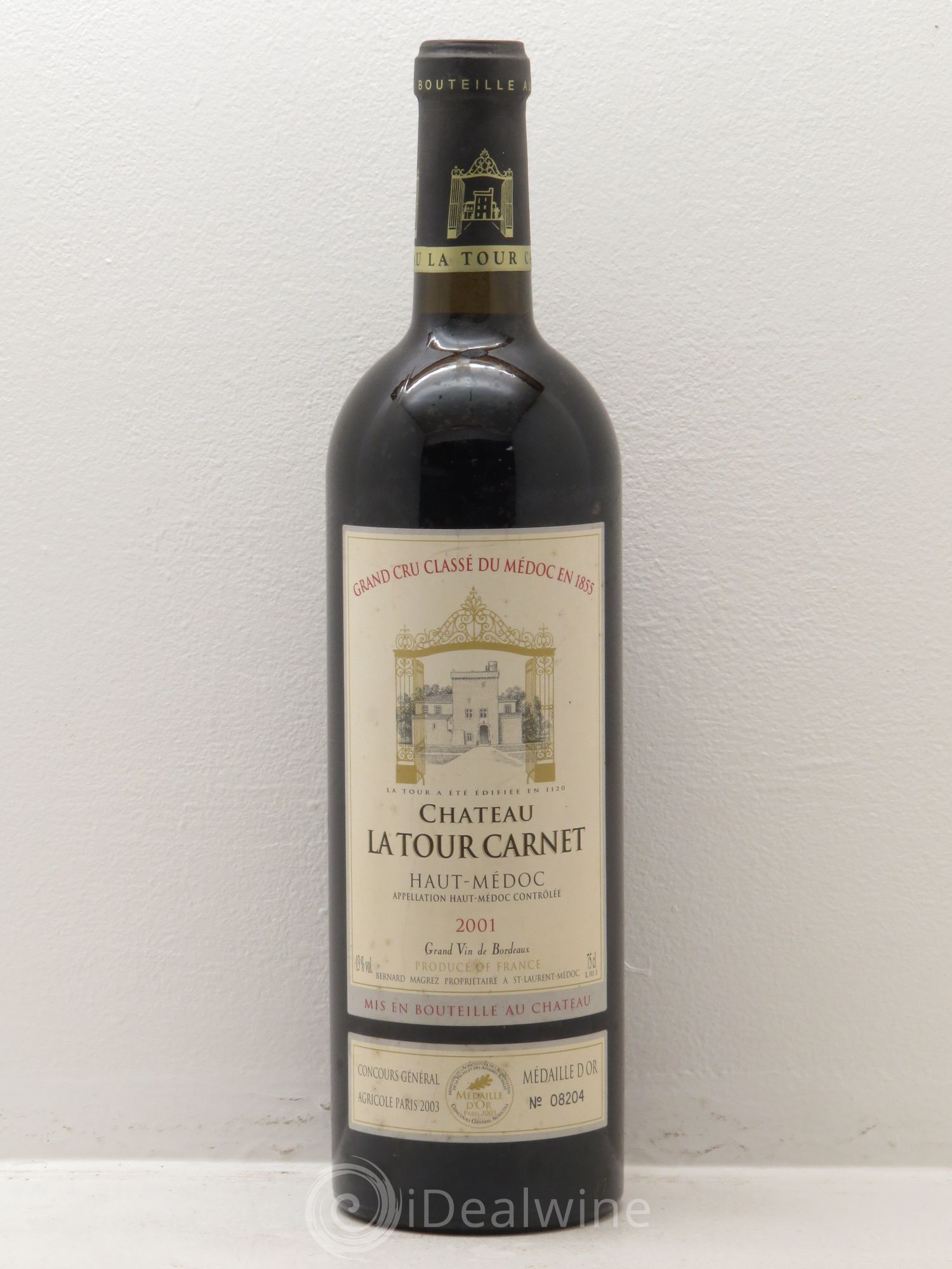 Château la Tour Carnet 4ème Grand Cru Classé 2001 - Lot de 1 bouteille - 0