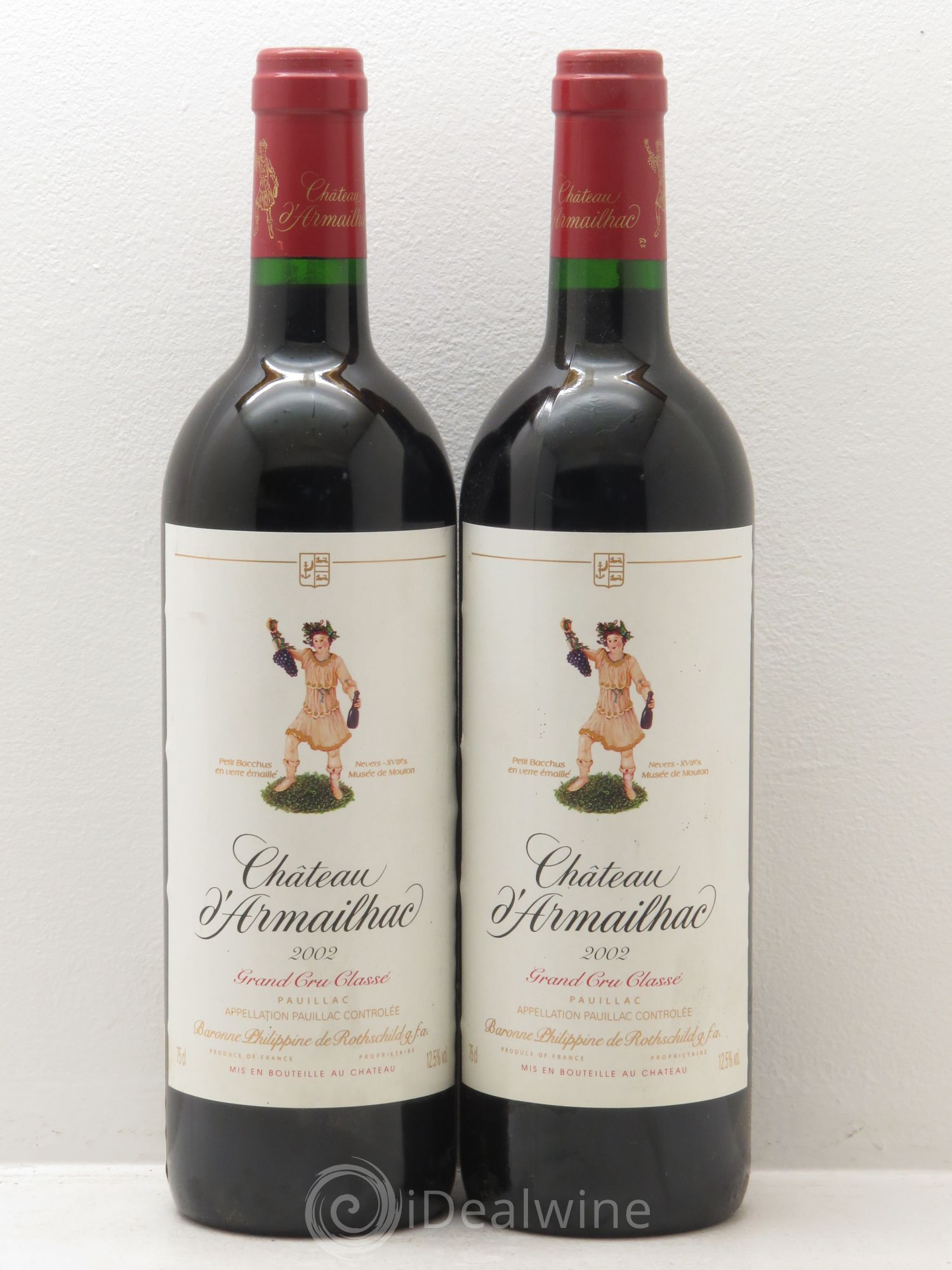 Château d' Armailhac - Mouton Baron(ne) Philippe 5ème Grand Cru Classé 2002 - Lot de 2 bouteilles - 0