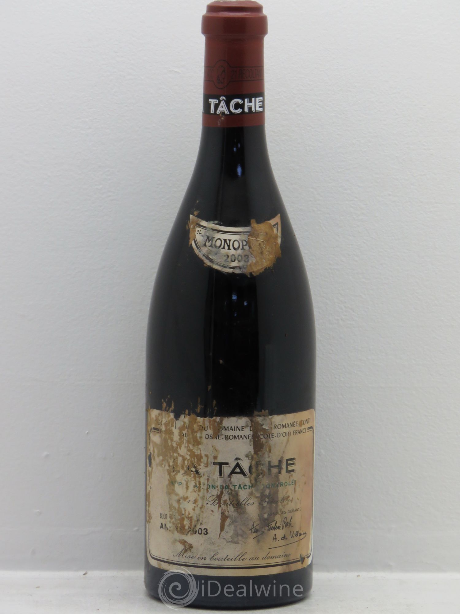 La Tâche Grand Cru Domaine de la Romanée-Conti 2003 - Lot de 1 bouteille - 0