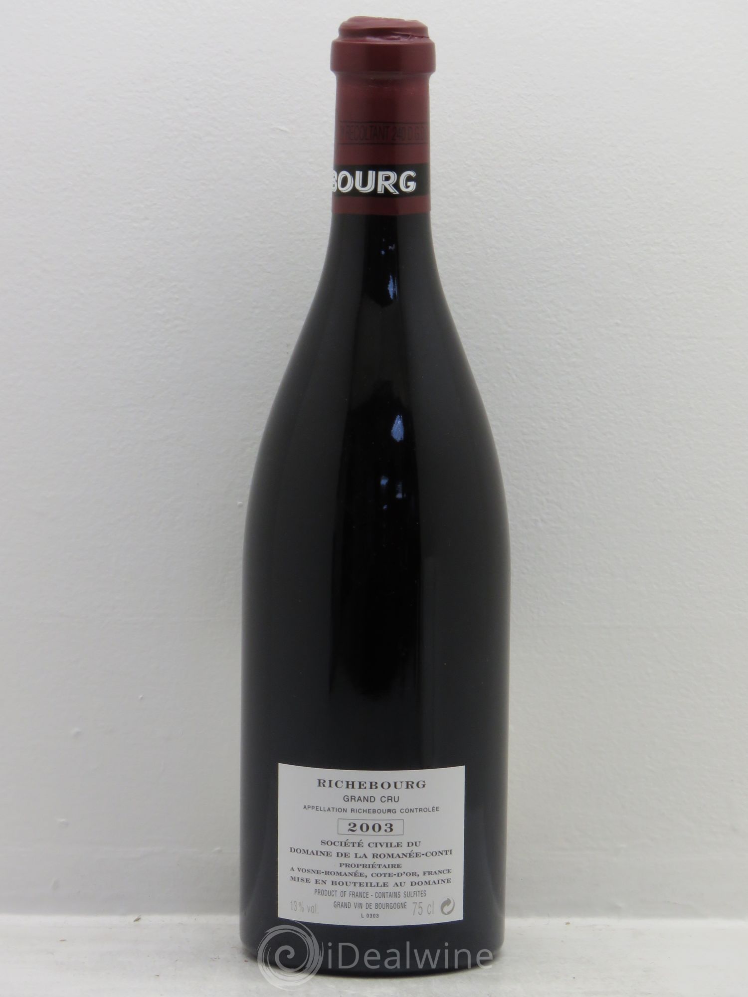 Richebourg Grand Cru Domaine de la Romanée-Conti 2003 - Lot de 1 bouteille - 1