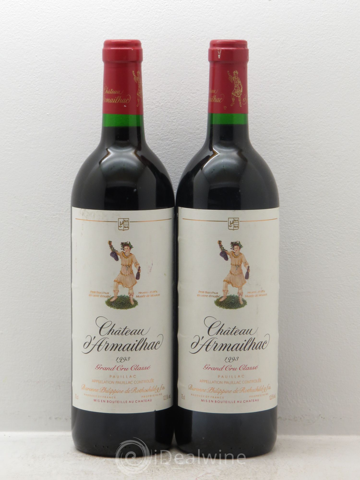 Château d' Armailhac - Mouton Baron(ne) Philippe 5ème Grand Cru Classé 1993 - Lot de 2 bouteilles - 0