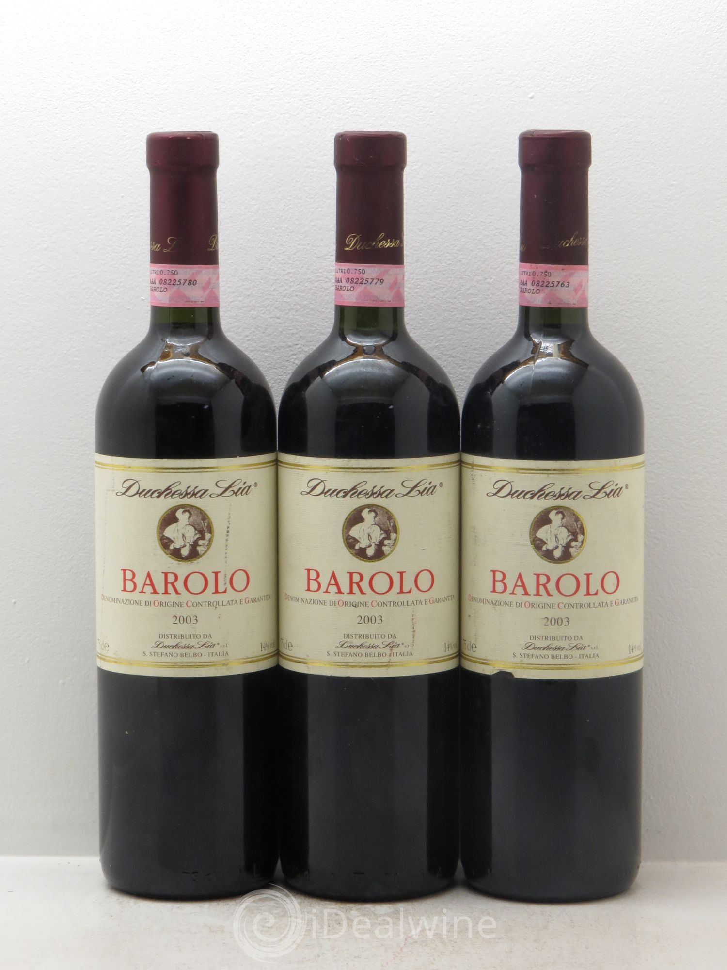 Barolo Contessa Duchessa Lia 2003 - Lot de 3 bouteilles - 0