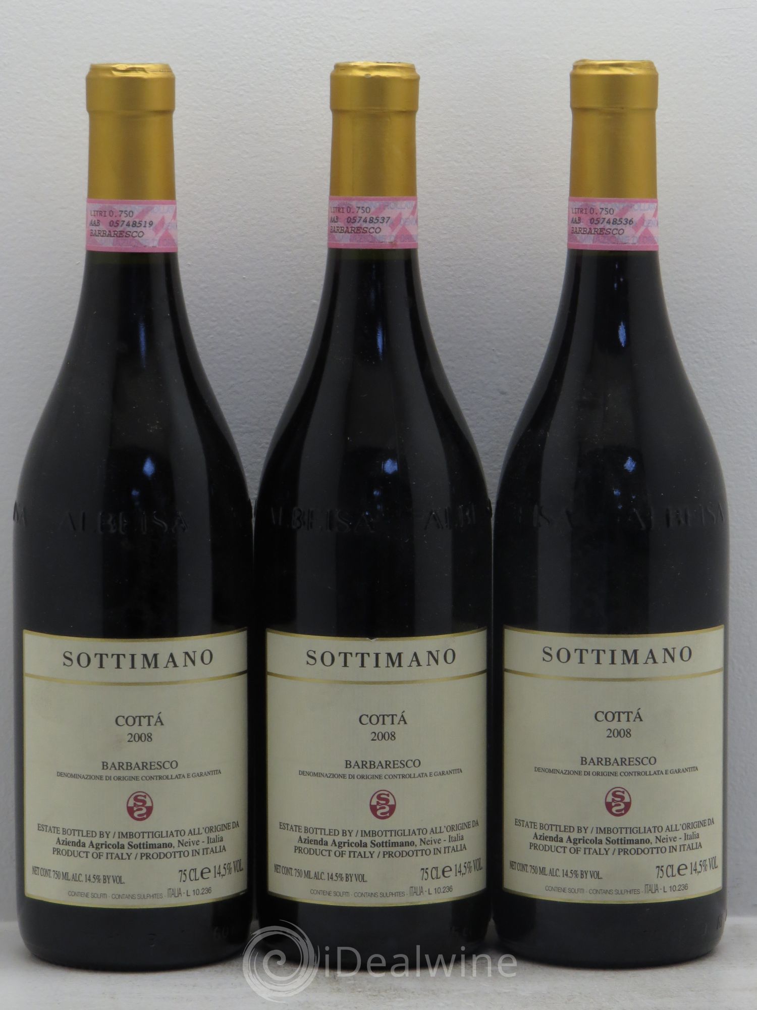 Barbaresco DOCG Cottà Sottimano 2008 - Lot de 3 bouteilles - 0