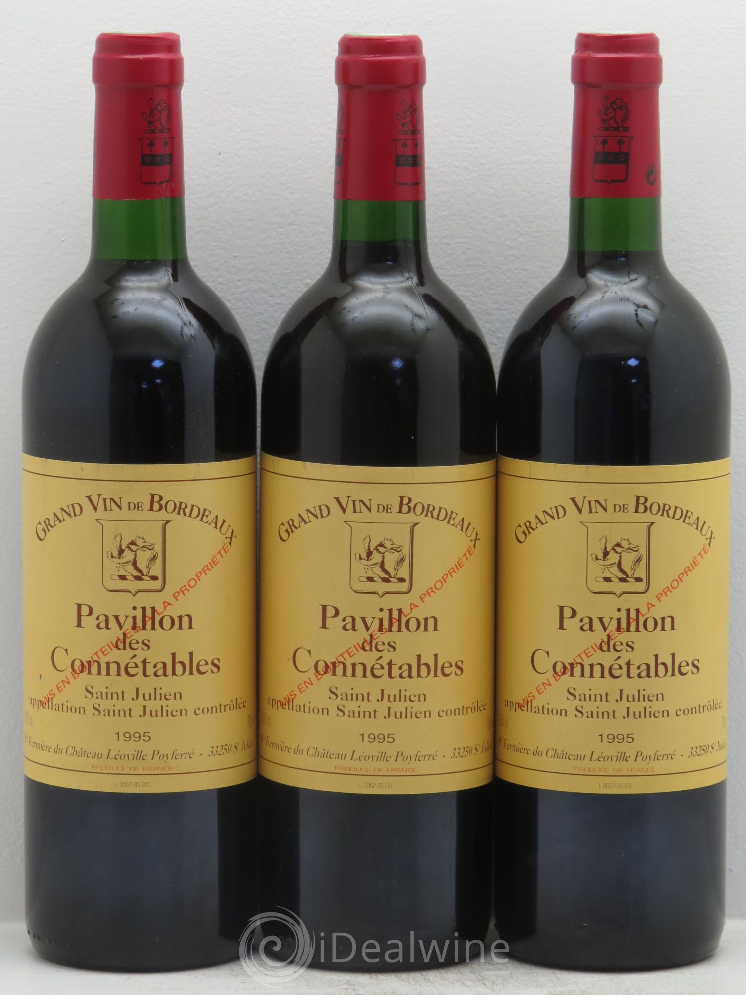 Saint-Julien Pavillon des Connétables 1995 - Lot de 3 bouteilles - 0