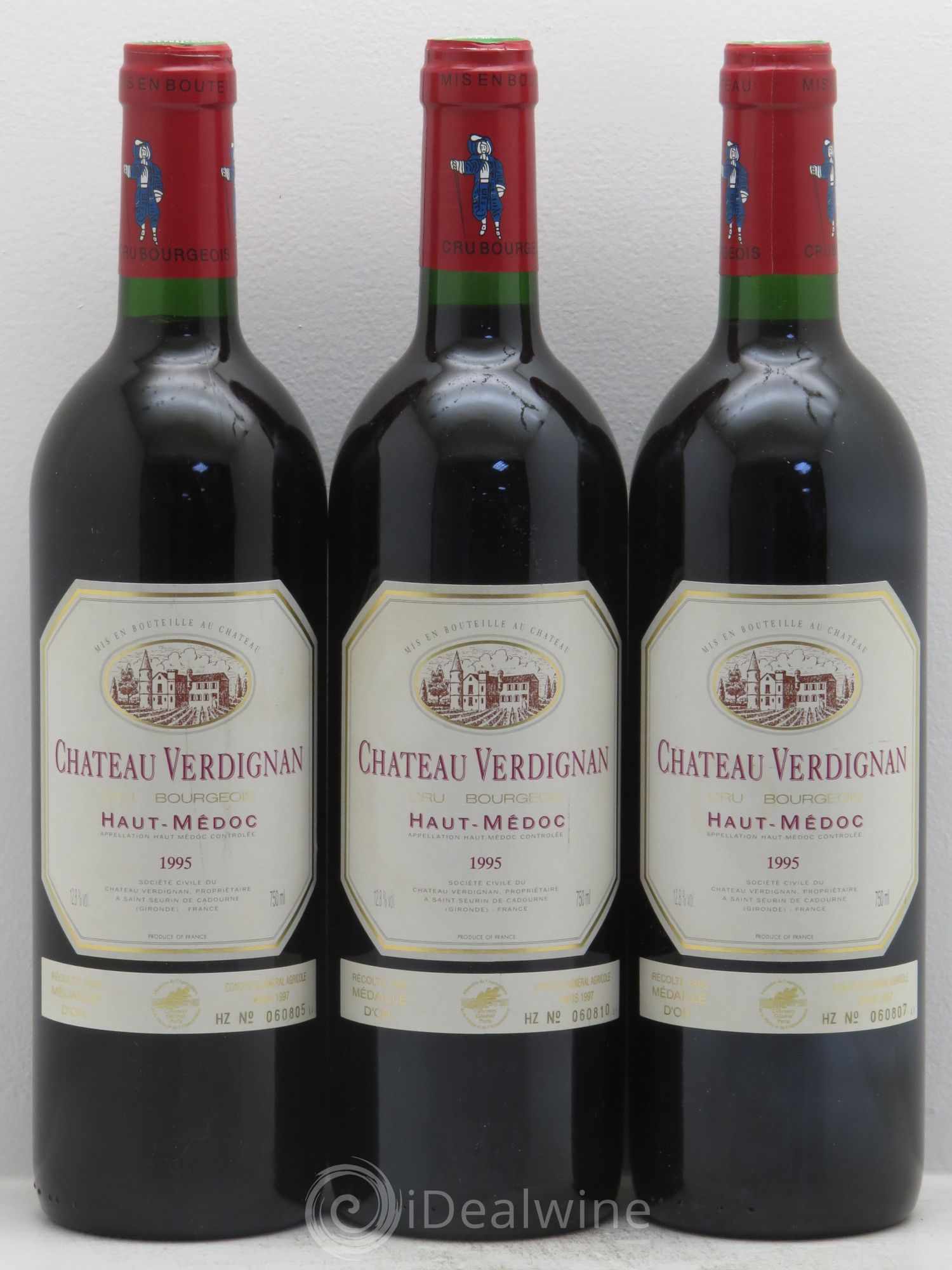 Château Verdignan Cru Bourgeois 1995 - Lot de 3 bouteilles - 0