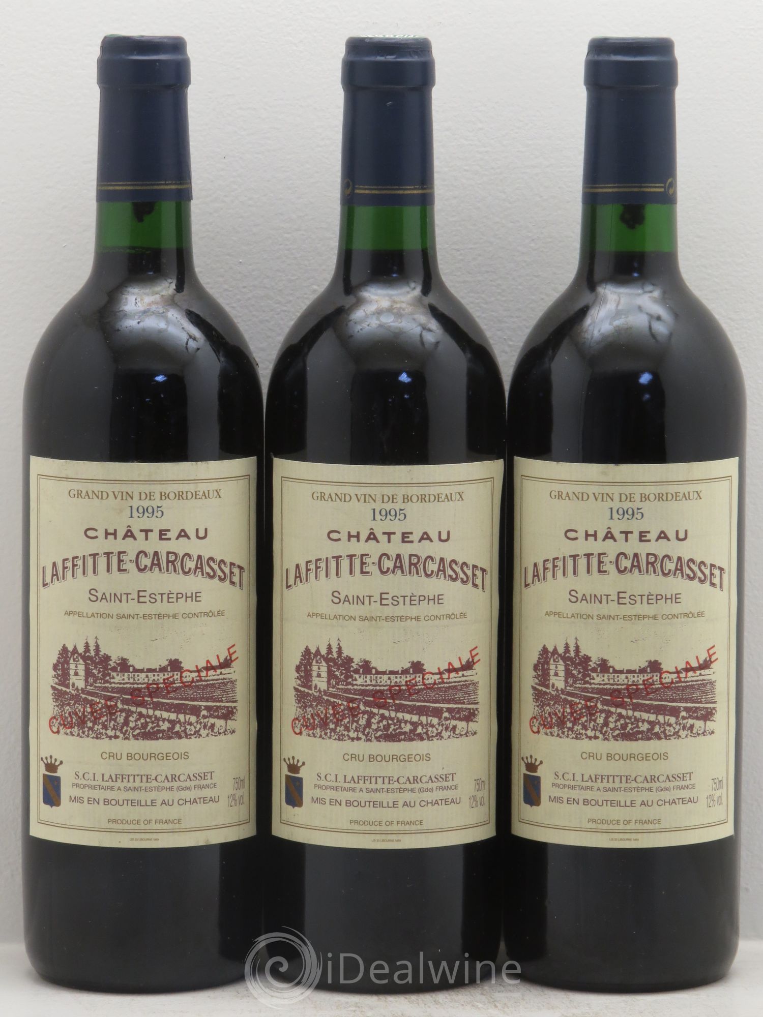 Château Laffitte Carcasset Cru Bourgeois 1995 - Lot de 3 bouteilles - 0