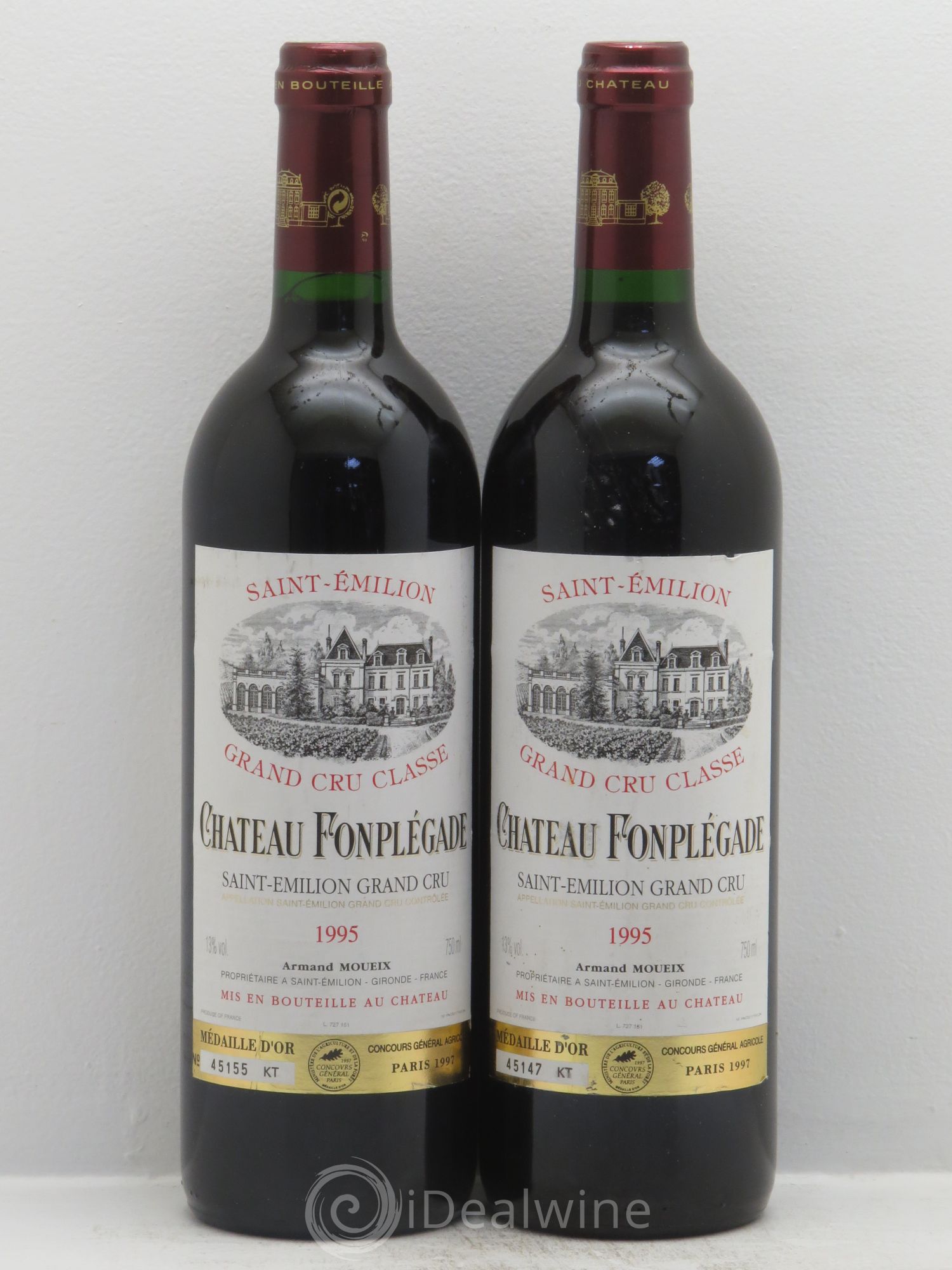 Château Fonplegade Grand Cru Classé 1995 - Lot de 2 bouteilles - 0