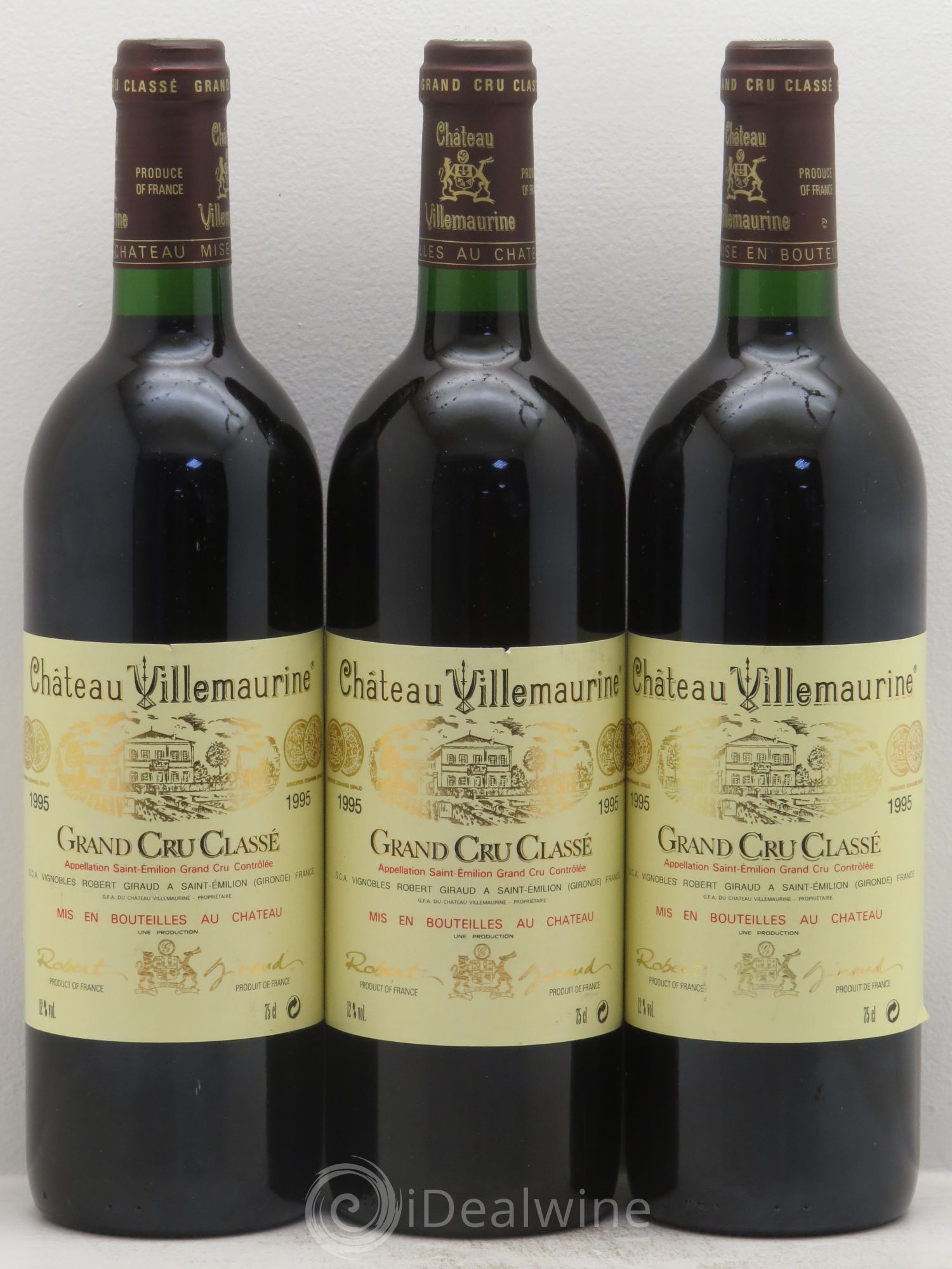 Château Villemaurine Grand Cru Classé 1995 - Lot de 3 bouteilles - 0