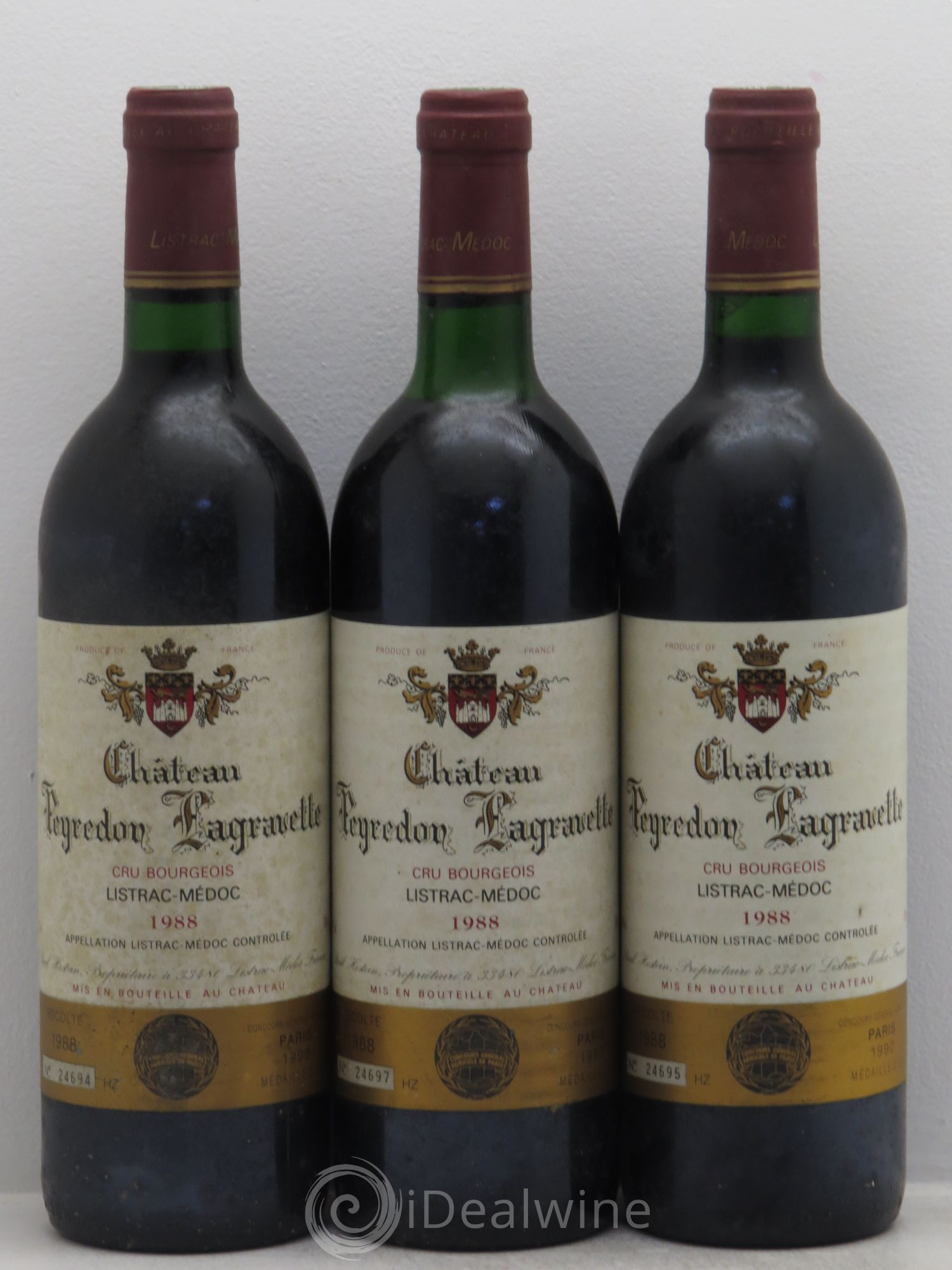 Listrac Peyredon Lagravette 1988 - Posten von 3 Flaschen - 0